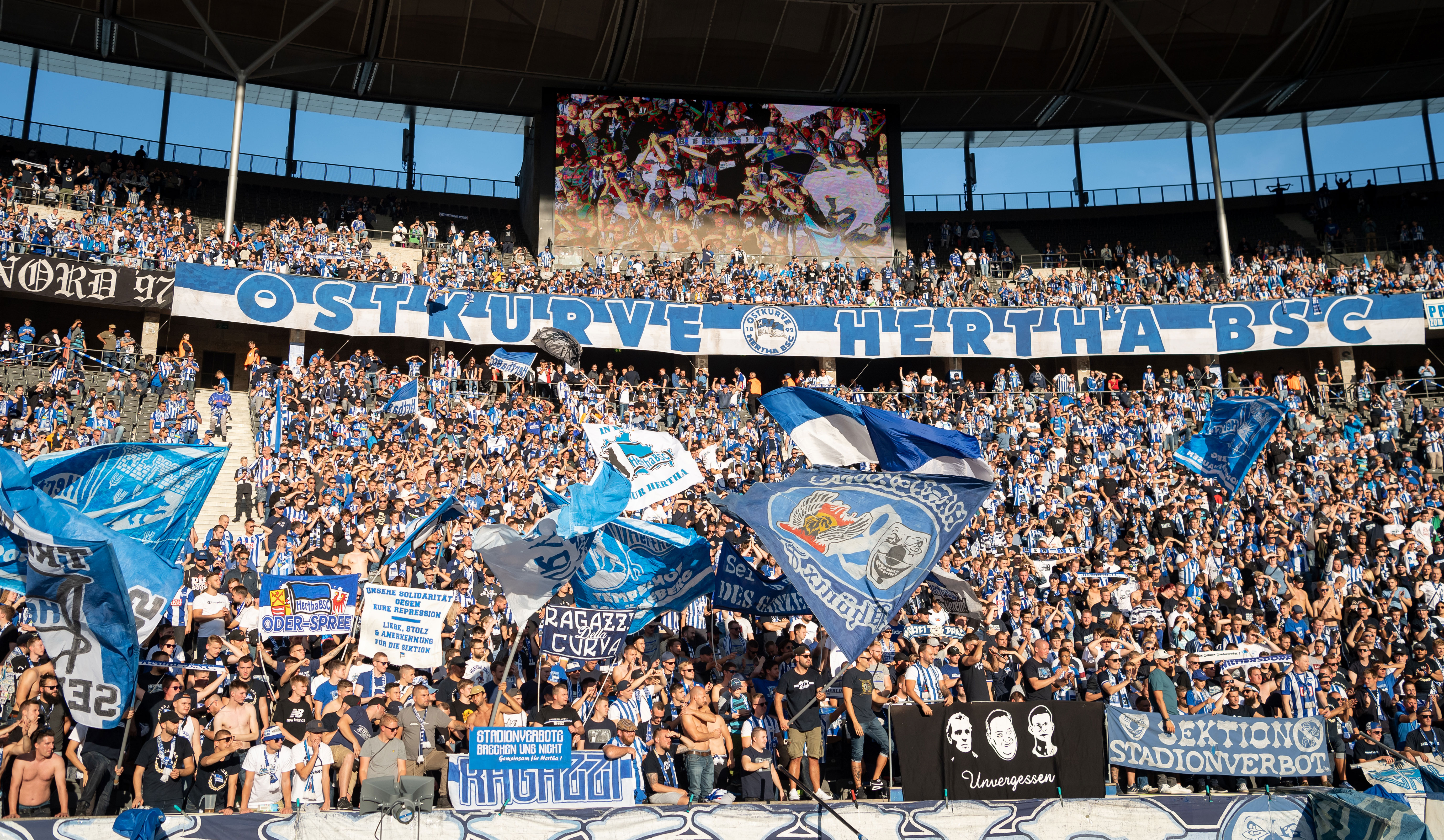 Supporters in the olympic stadium