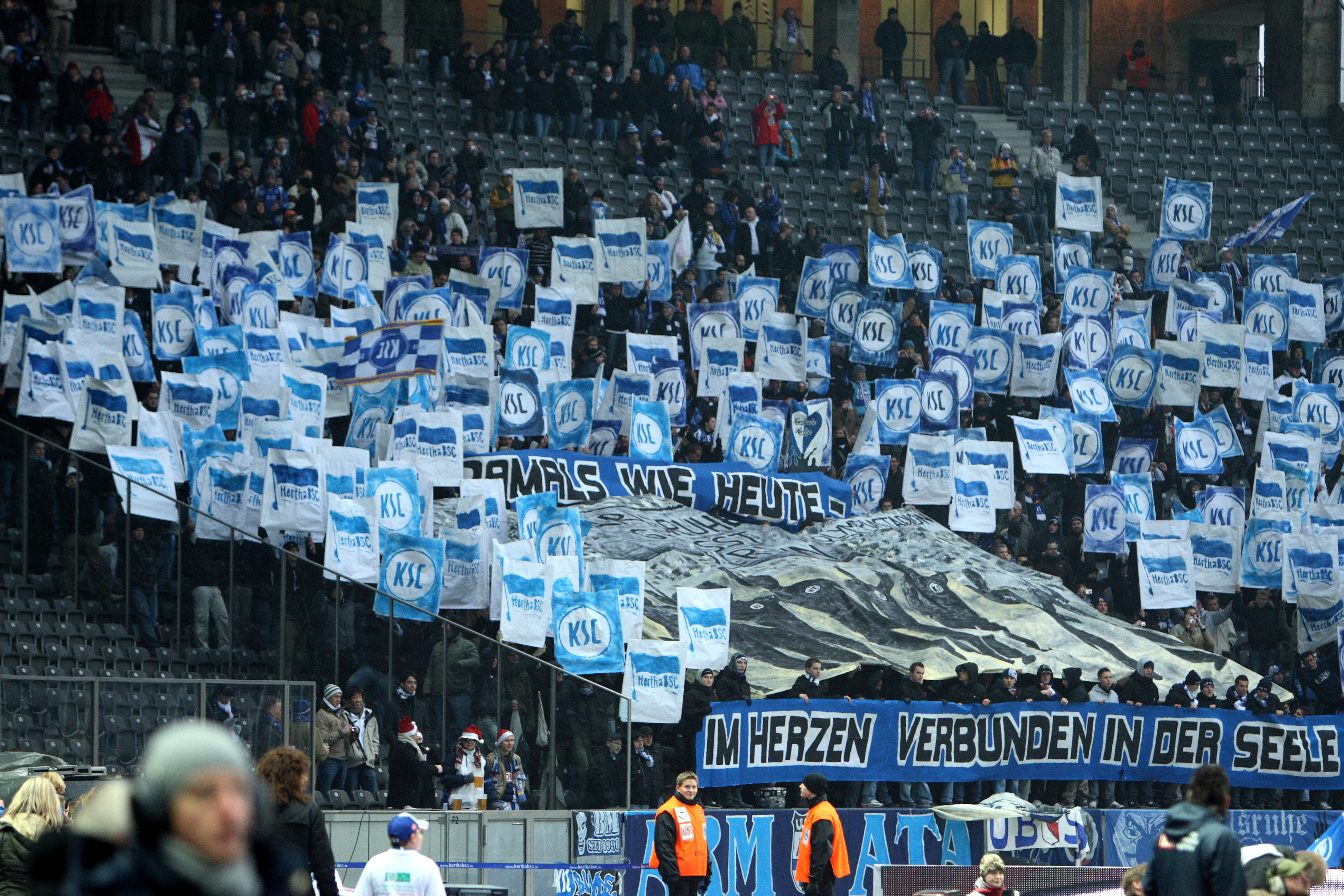 Hertha flags in the Olympiastadion