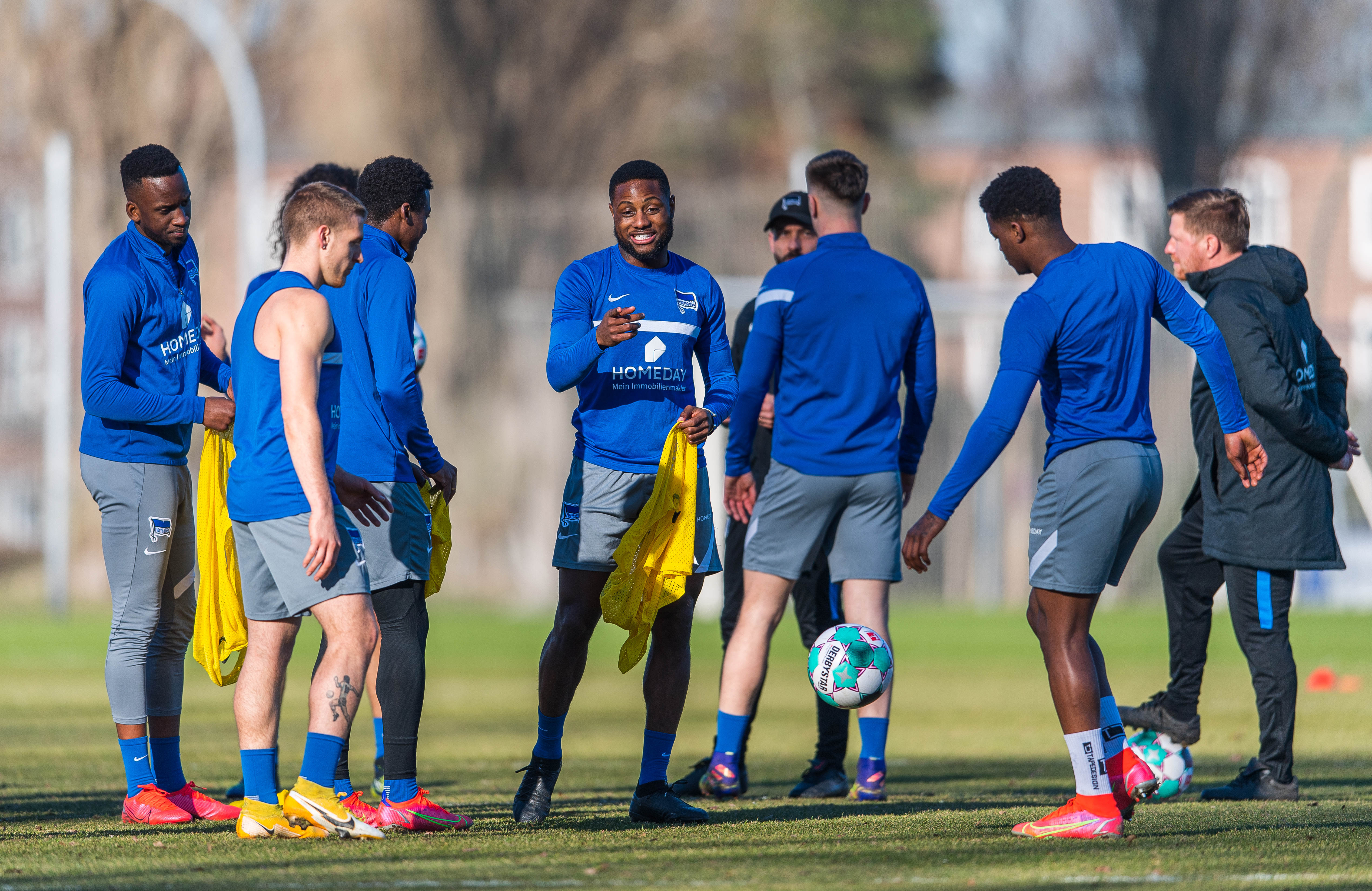 The Hertha players train at Schenckendorffplatz