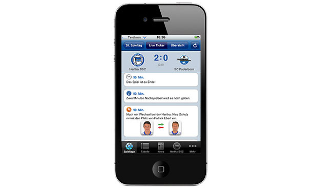 Änderungen bei Herthas App