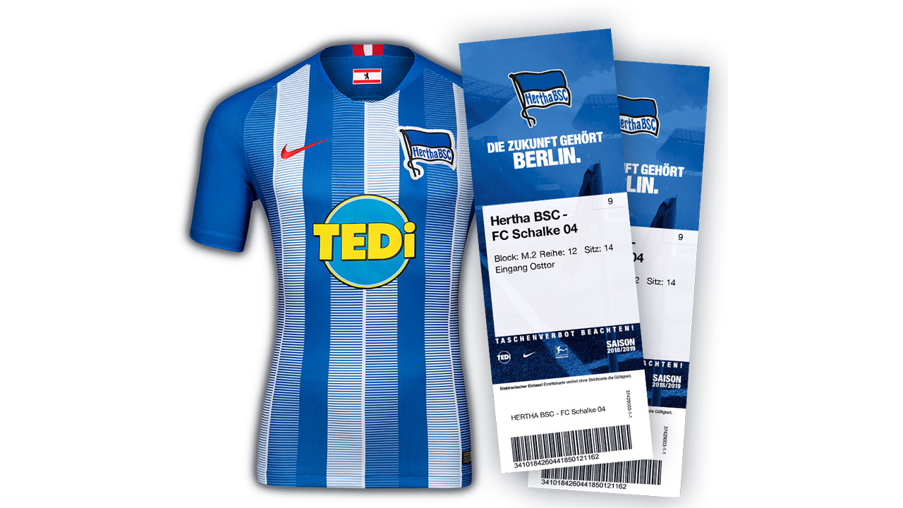 Blau-weißes Trikot und Tickets