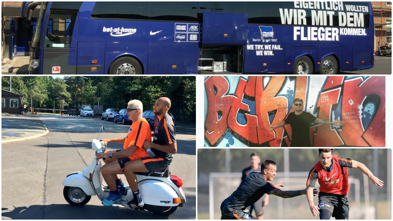 Angeschnitten: Lieferdienst, Bus, Mauer