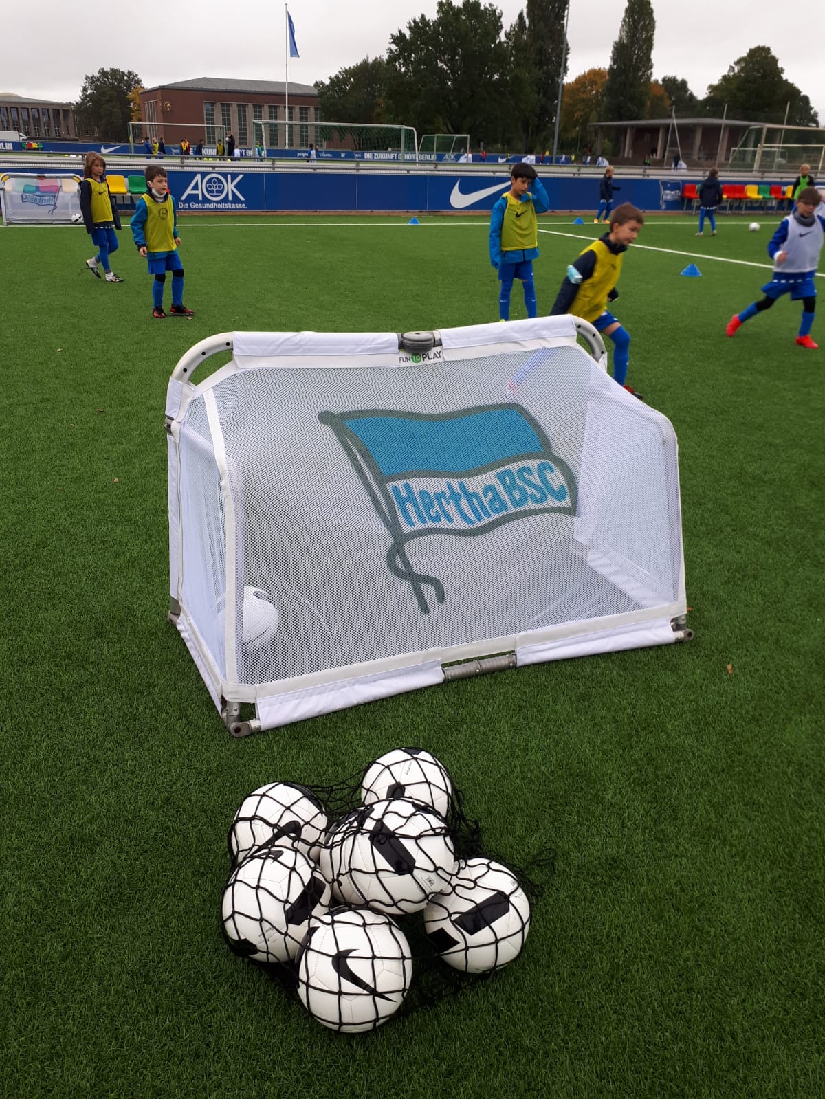 Ein Hertha BSC-Trainingstor auf dem Trainingsplatz.