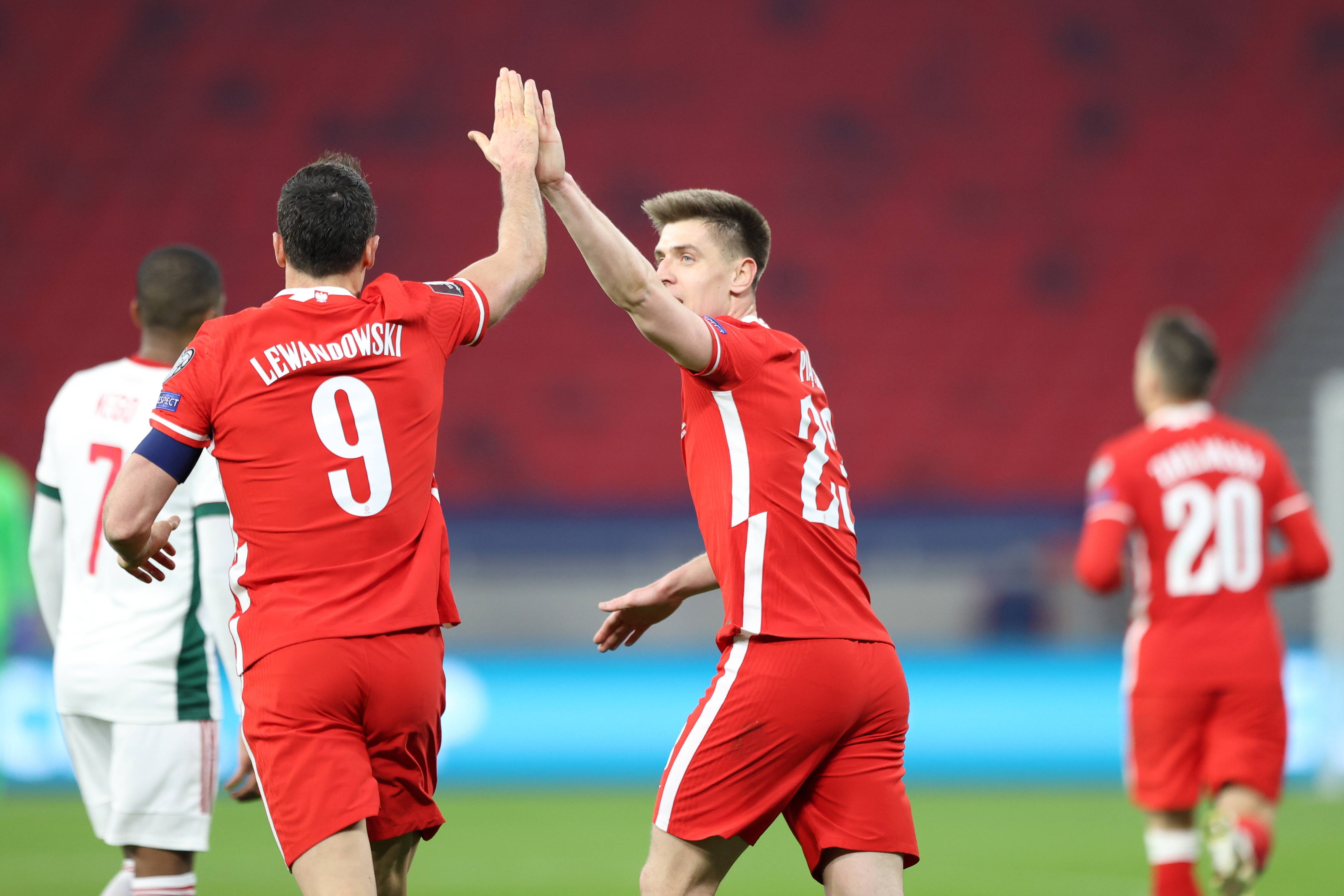 Krzysztof Piątek celebrates after scoring for Poland