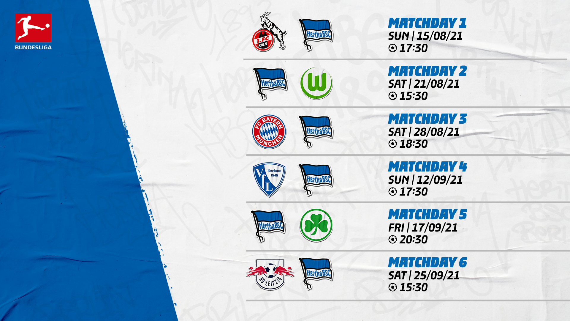 The schedule for the opening six matchdays.
