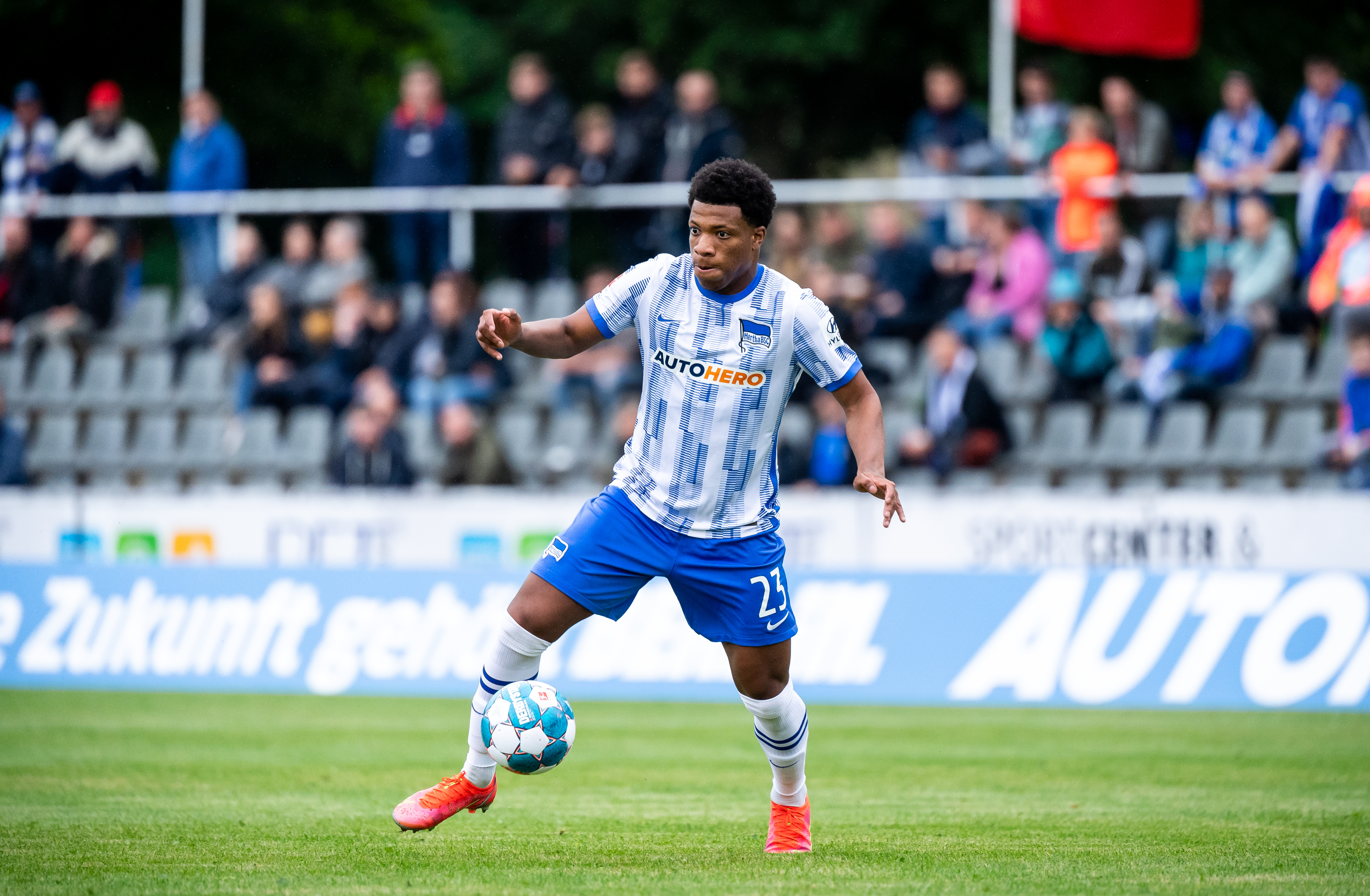 Jessic Ngankam on the ball in a friendly.