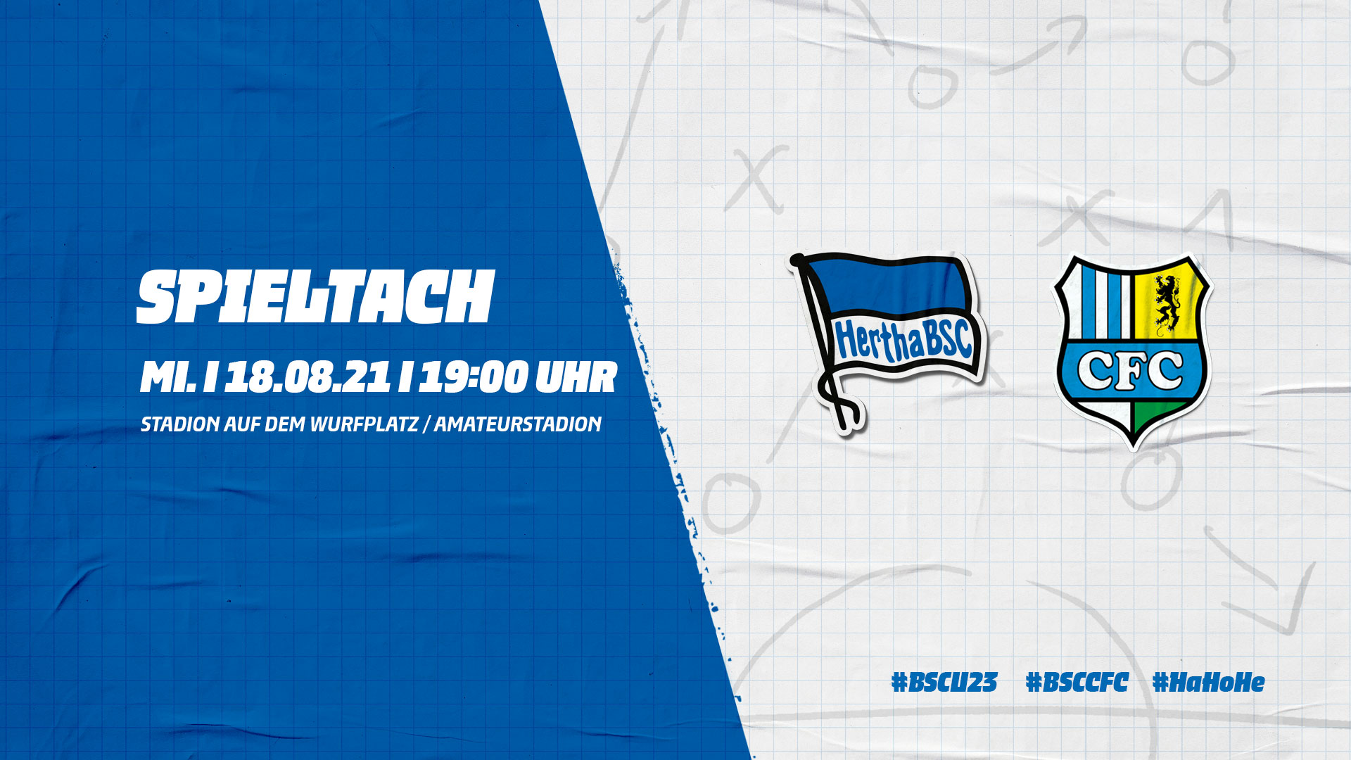 Spieltagsankündigung Hertha BSC U23  gegen Chemnitzer FC.