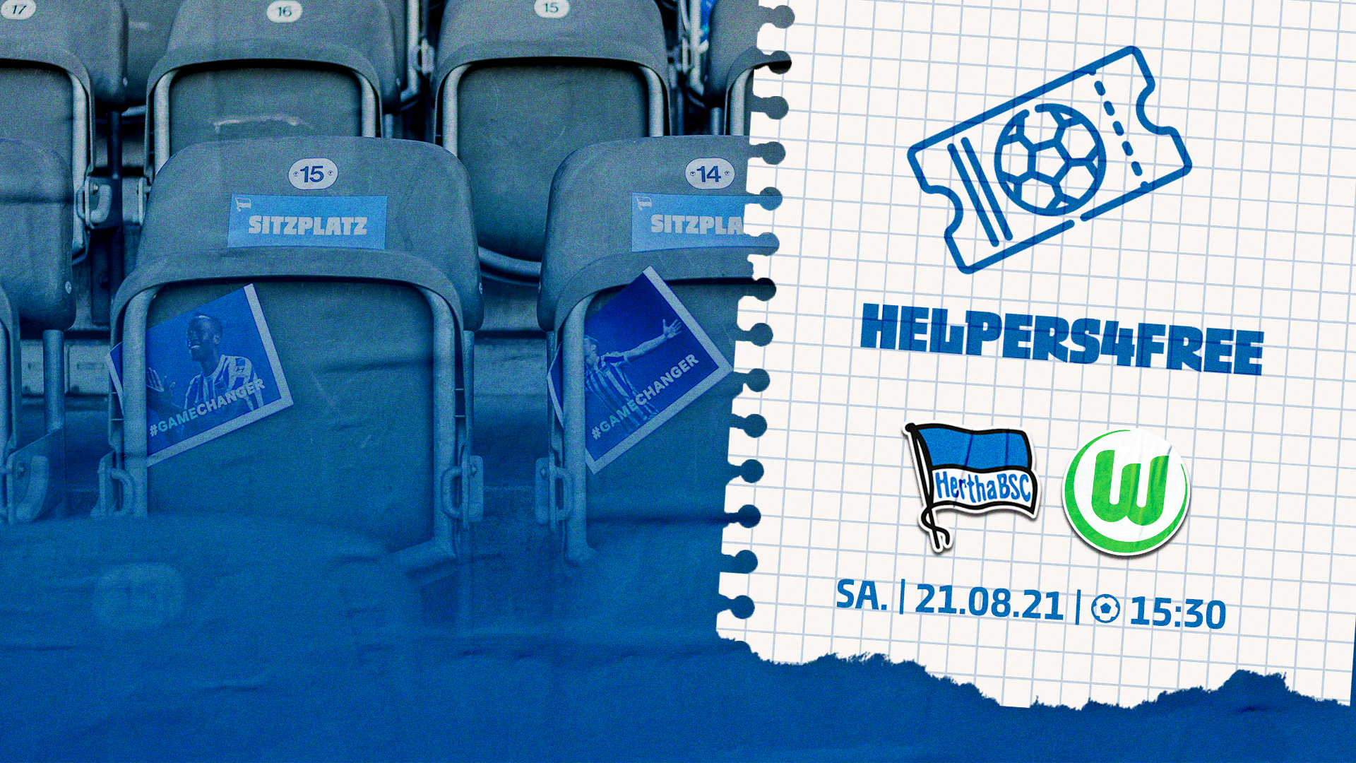 Das Logo der Aktion #helpers4free zum Spiel gegen Wolfsburg.