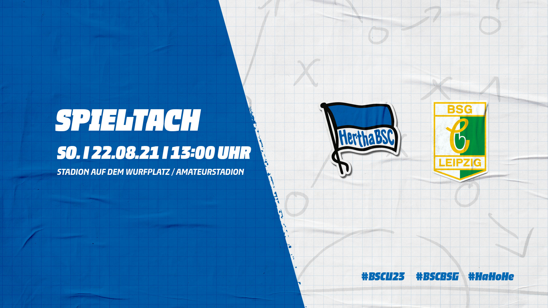 Spieltagsankündigung Hertha BSC U23 gegen BSG Chemie Leipzig.