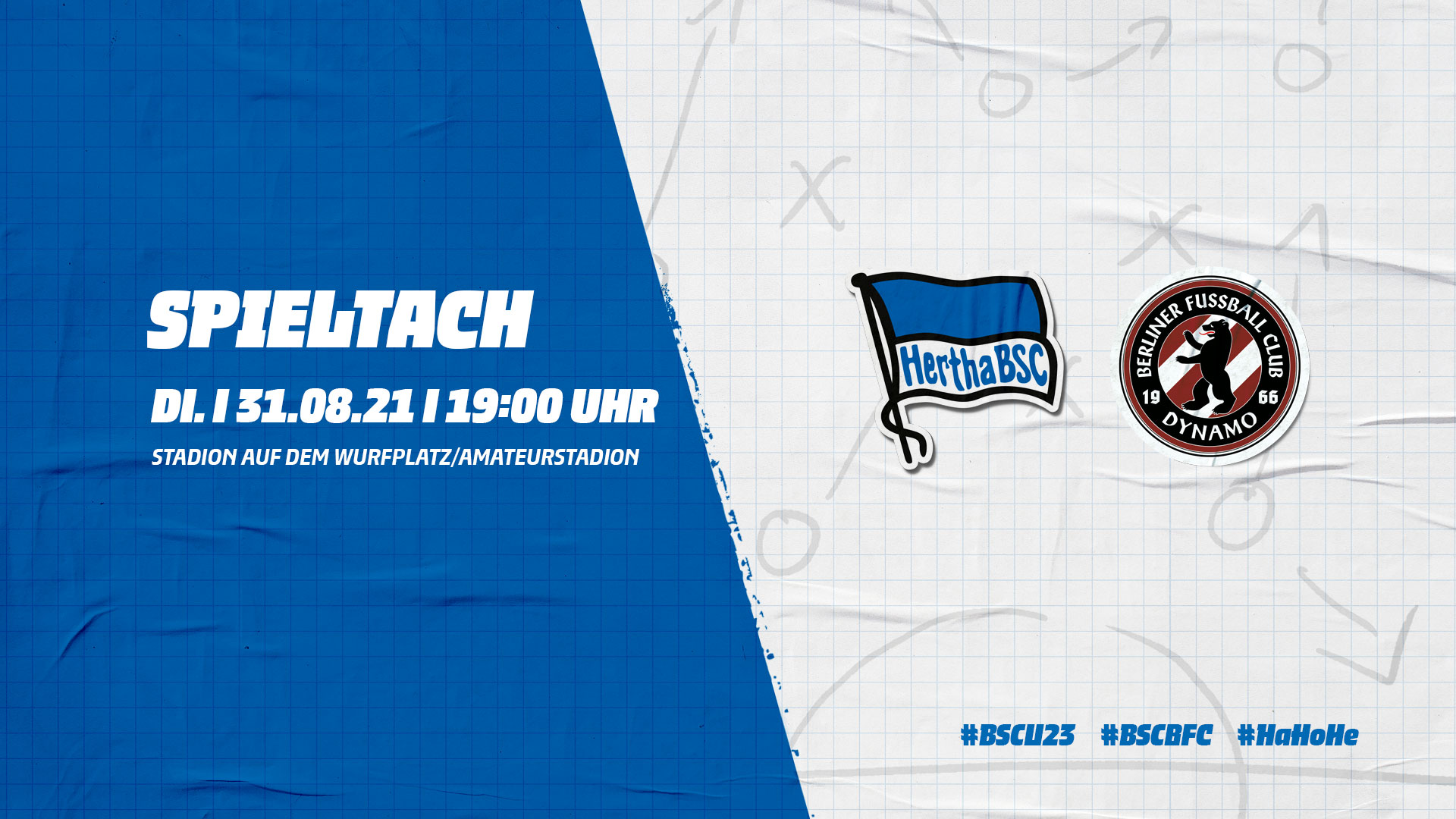 Spieltagsankündigung Hertha BSC U23  gegen BFC Dynamo.