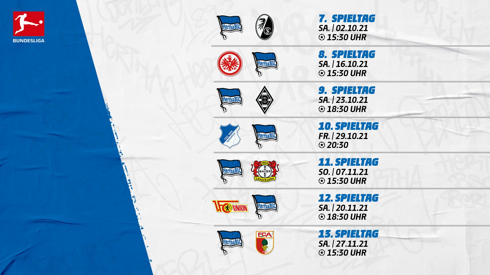 Unsere Spieltage 7 bis 13 in der Übersicht.