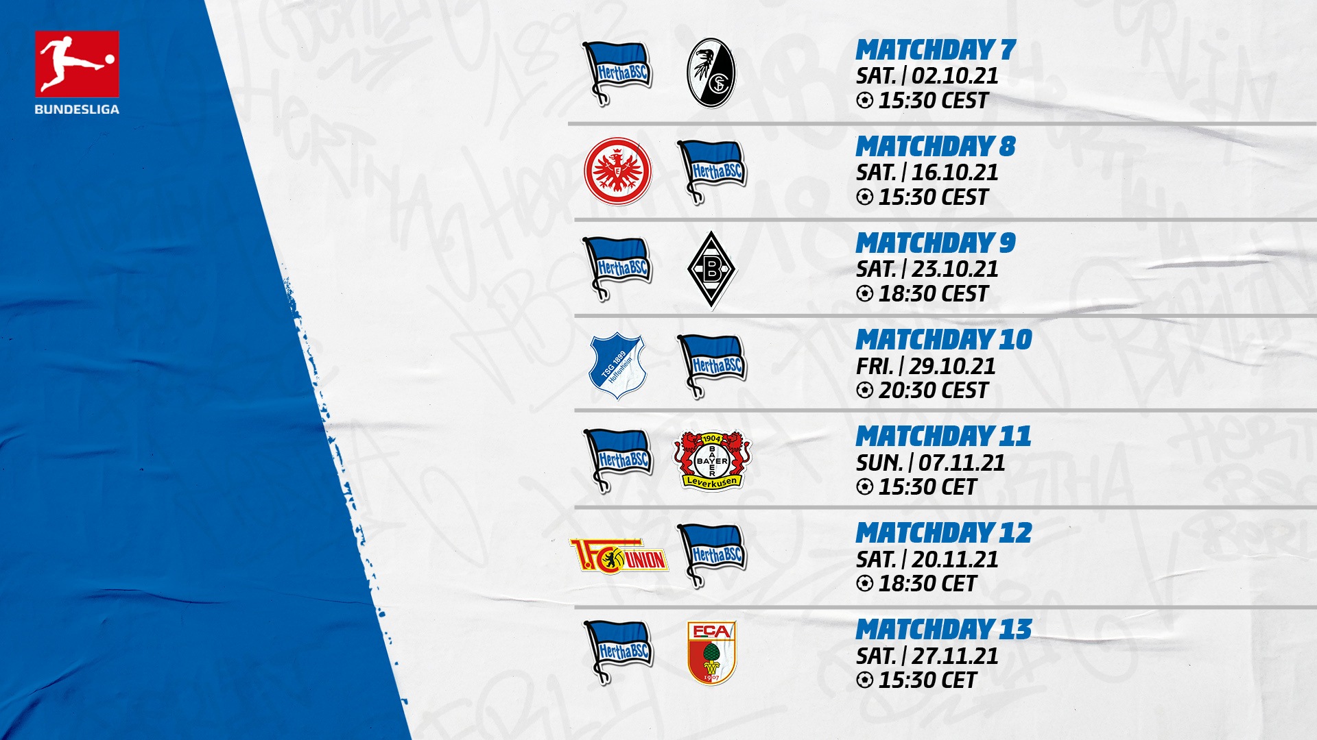 An overview of matchdays 7 to 13.