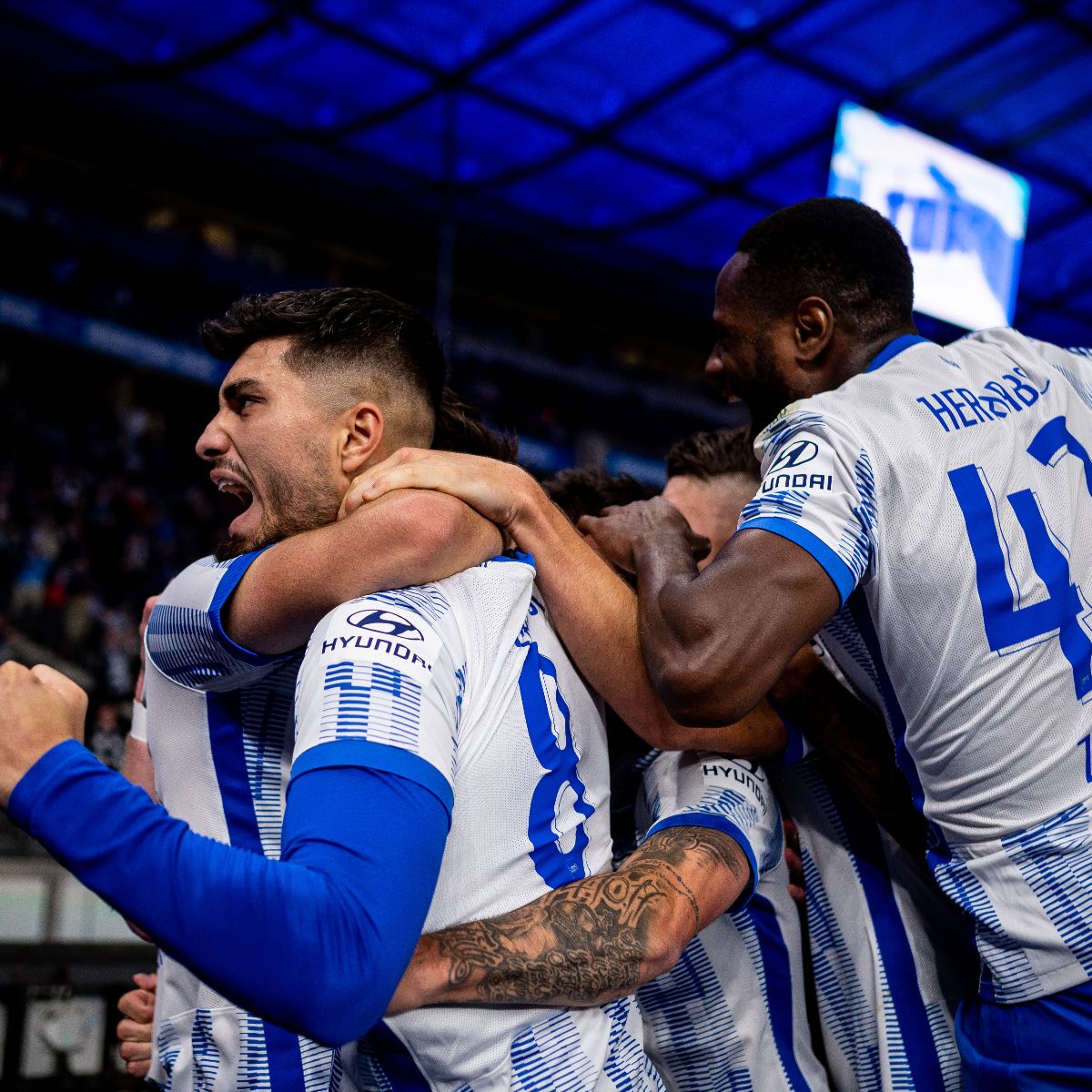 Deyovaisio Zeefuik und seine Mitspieler bejubeln den Siegtreffer gegen Fürth.