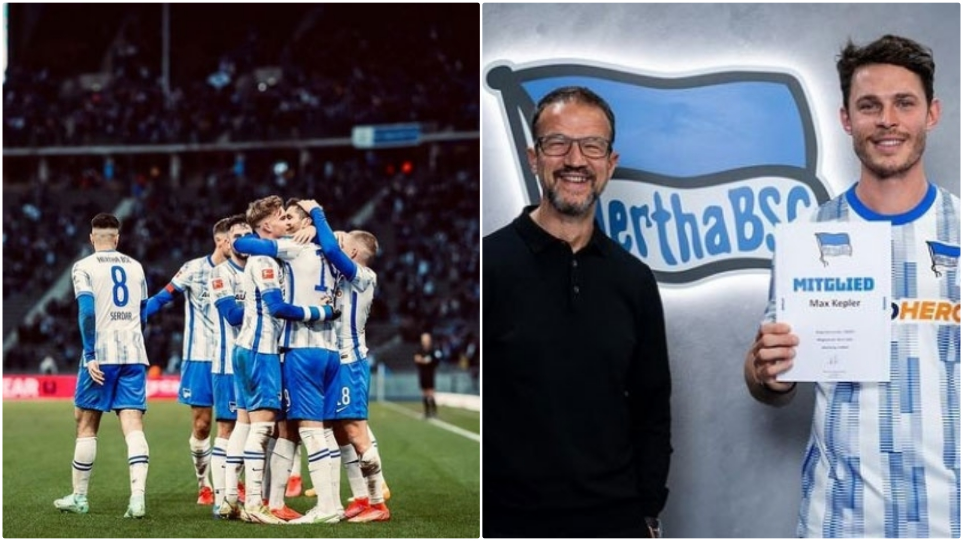 Collage mit Teamjubel und Fredi Bobic sowie Max Kepler.