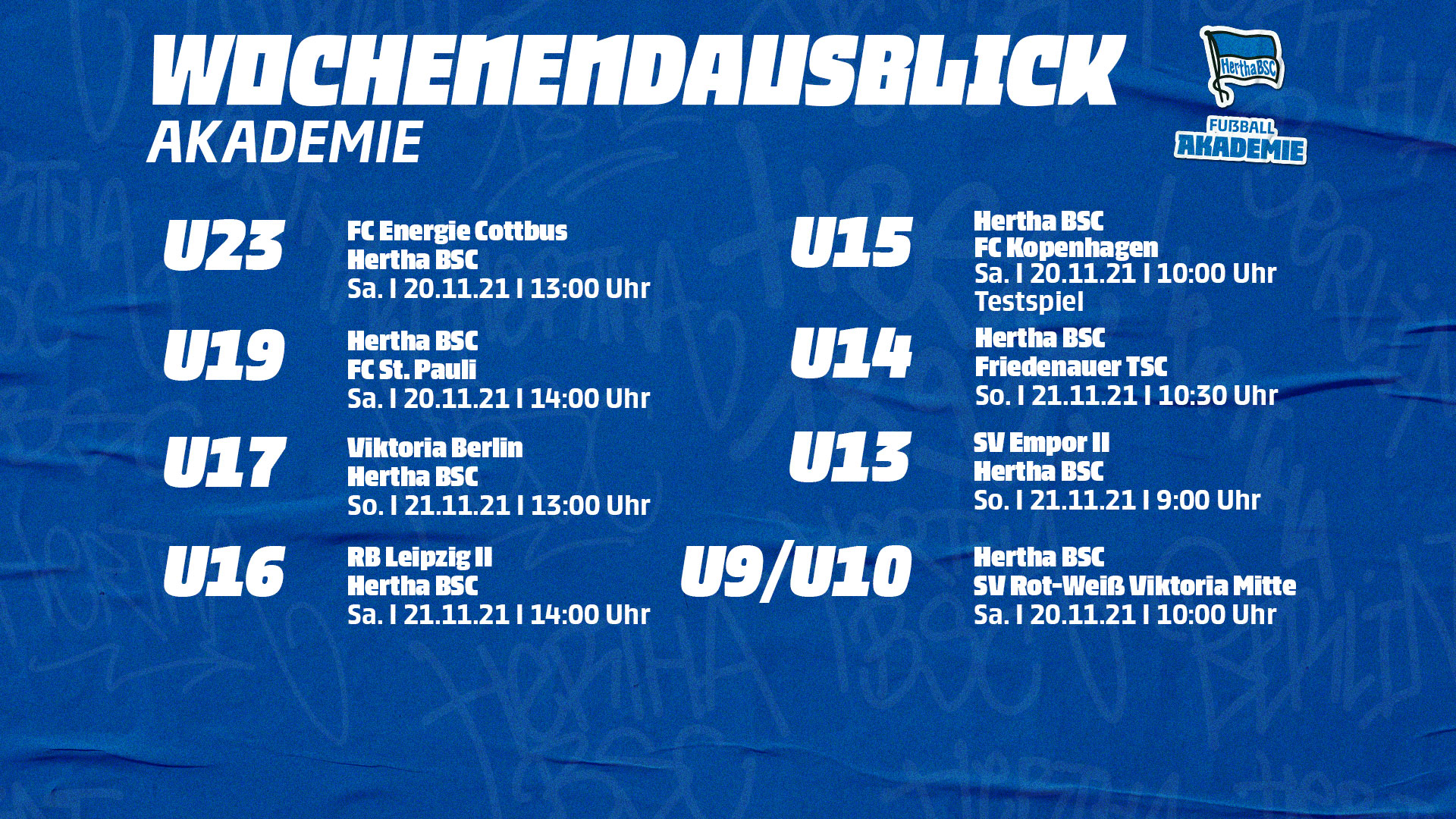 Der Spieltag unserer 'Bubis' als Grafik.