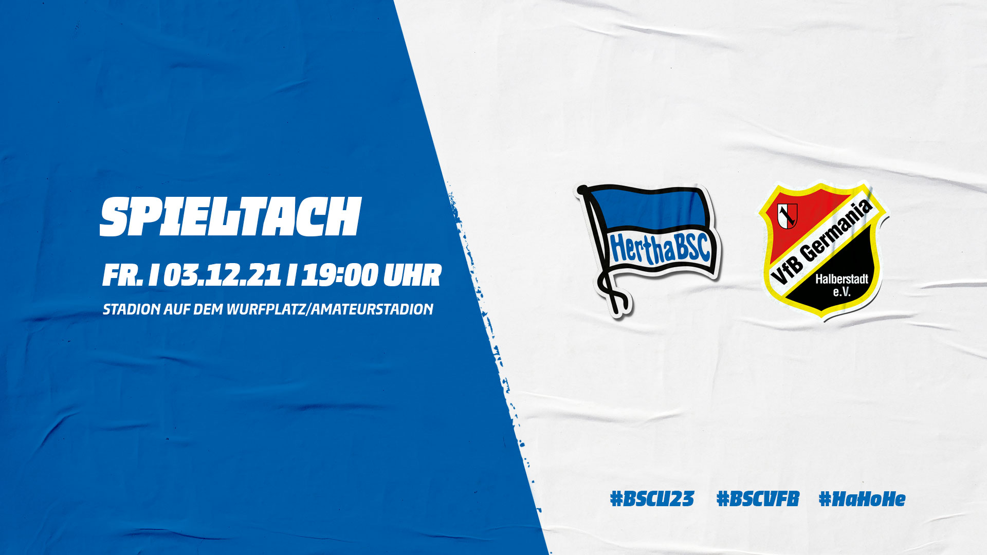 Spieltagsgrafik der Heimpartie unserer U23 gegen den VfB Halberstadt.