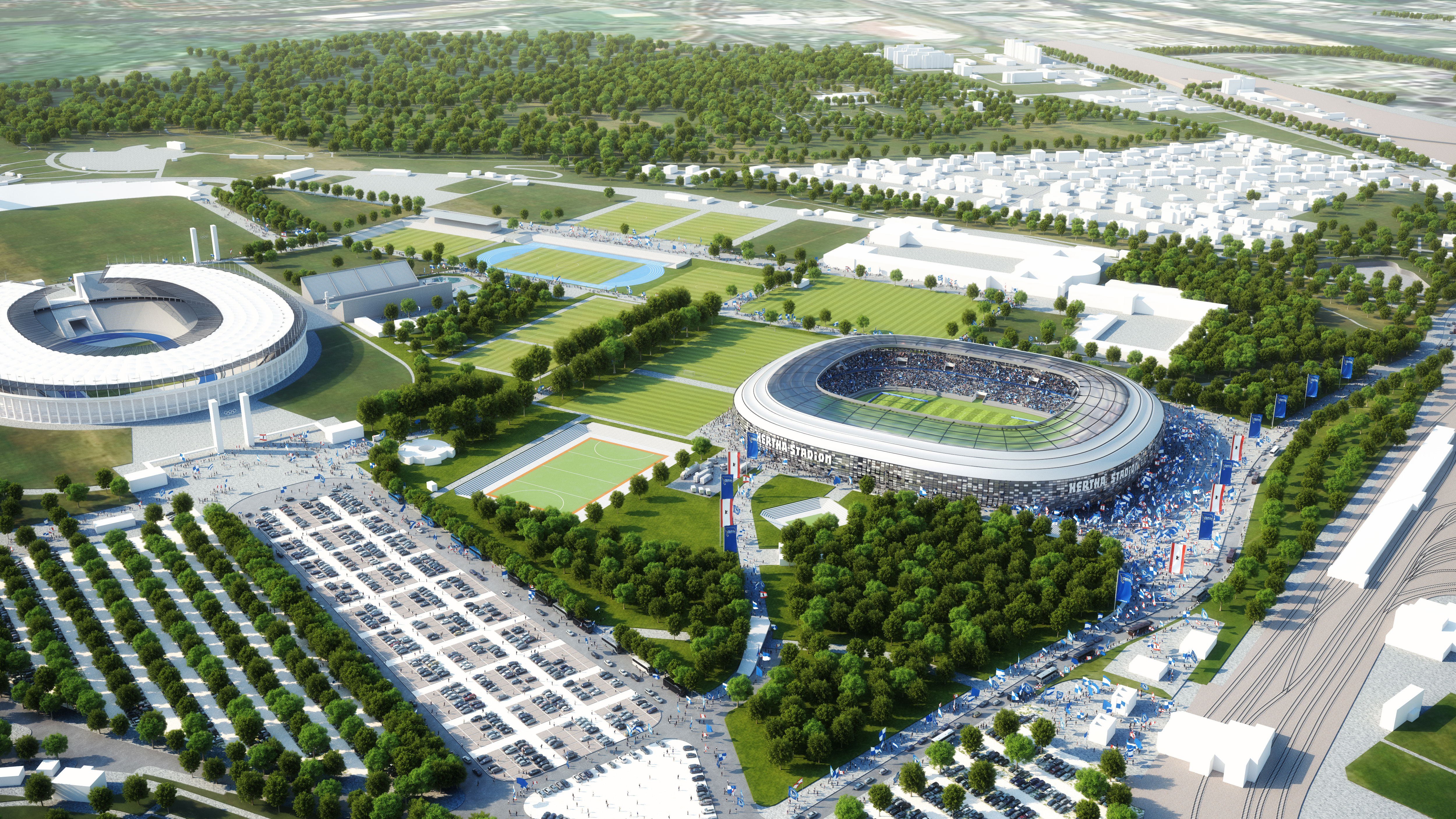 Vision des Olympiaparks mit eigenem Stadion.