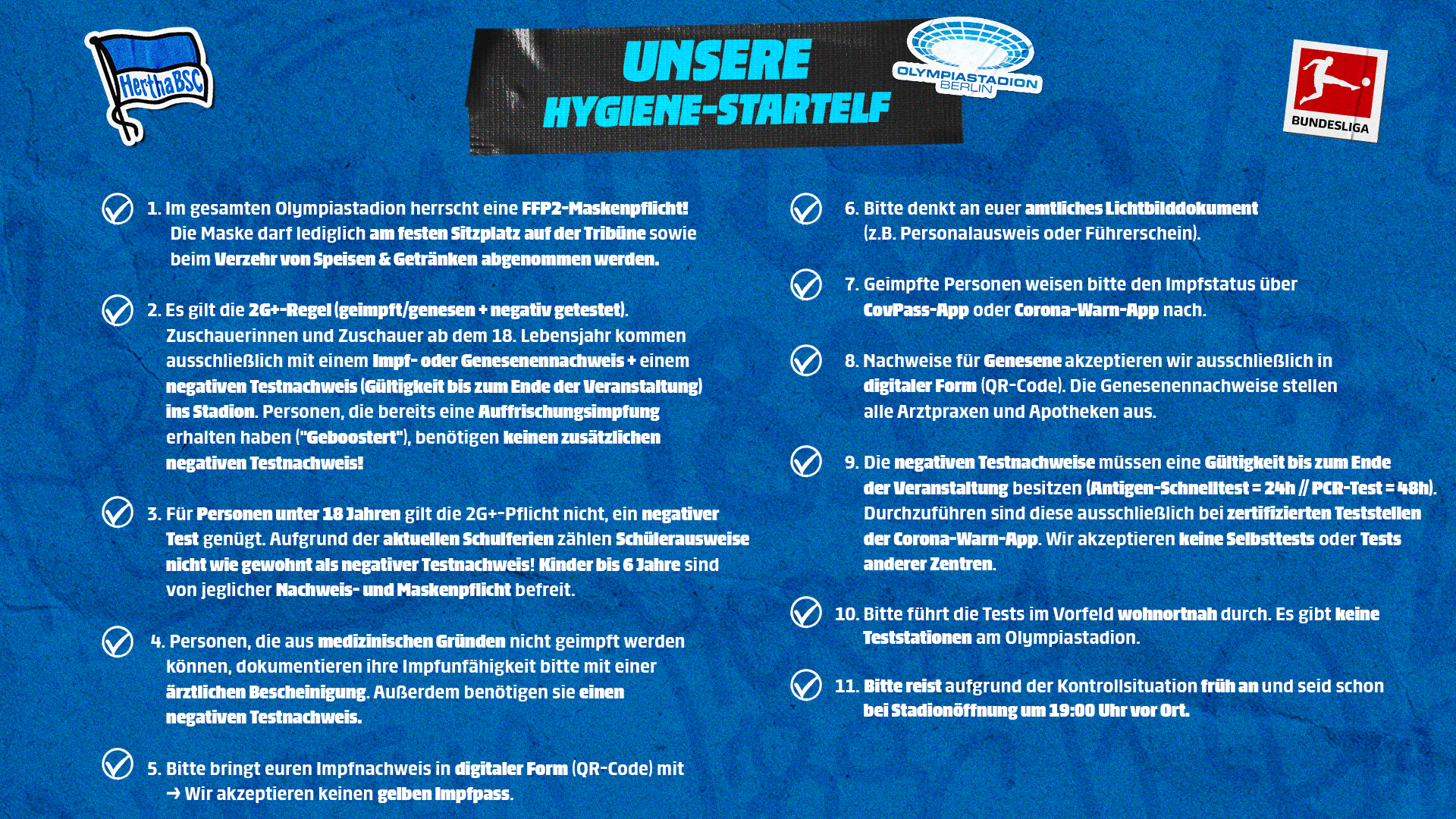 Unsere elf Hygieneregeln für das Heimspiel gegen den VfL Bochum.