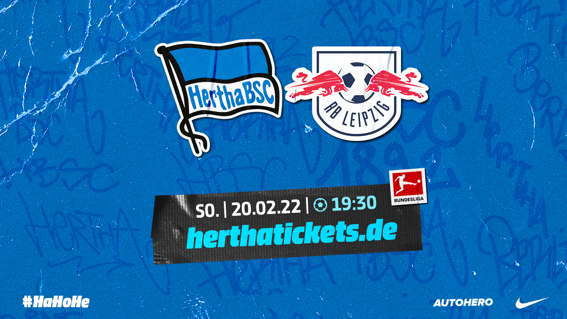 Die Logos von Hertha BSC und RasenBallsport Leipzig sowie die Anstoßzeit.