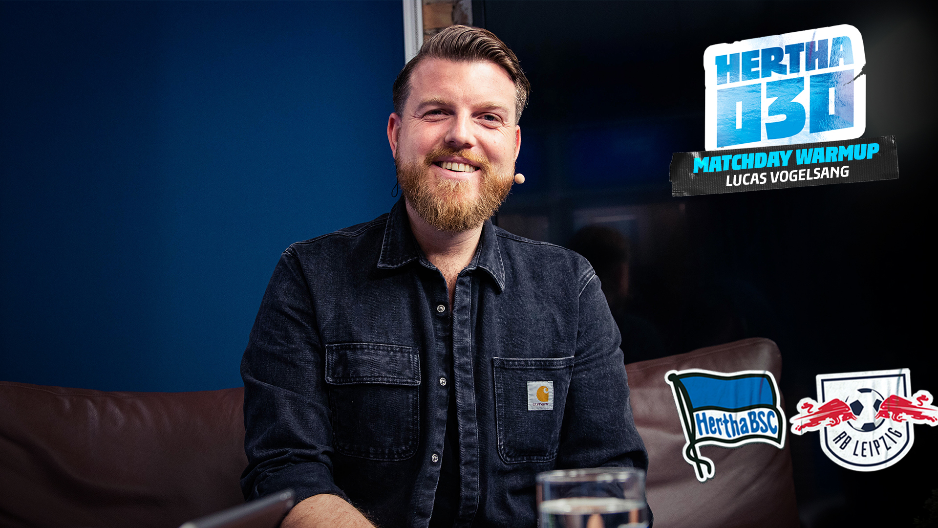 Lucas Vogelsang spricht im Rahmen des 'Matchday Warmups' mit Lena von HerthaTV.
