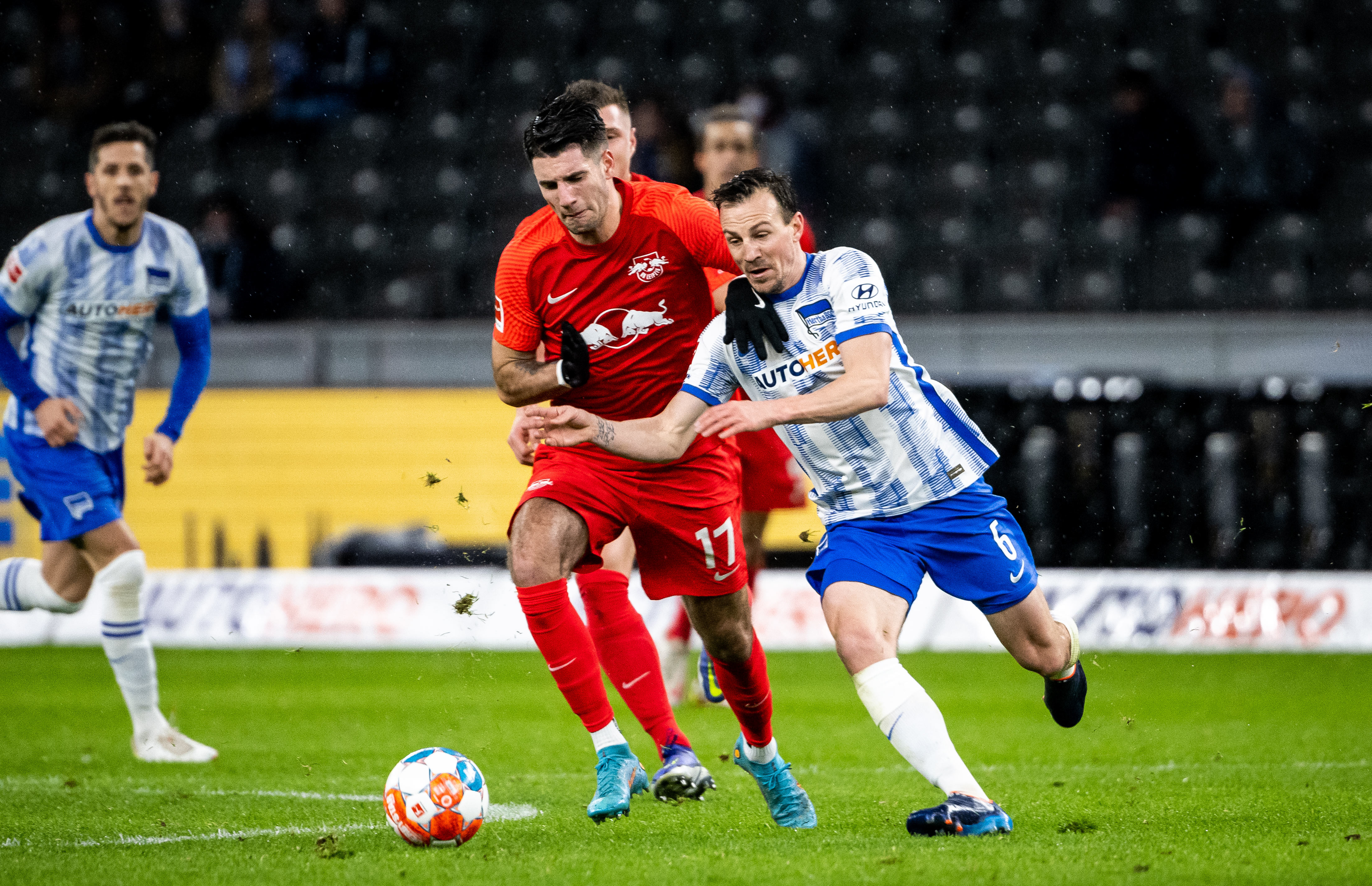 Vladimír Darida battles with Dominik Szoboszlai.