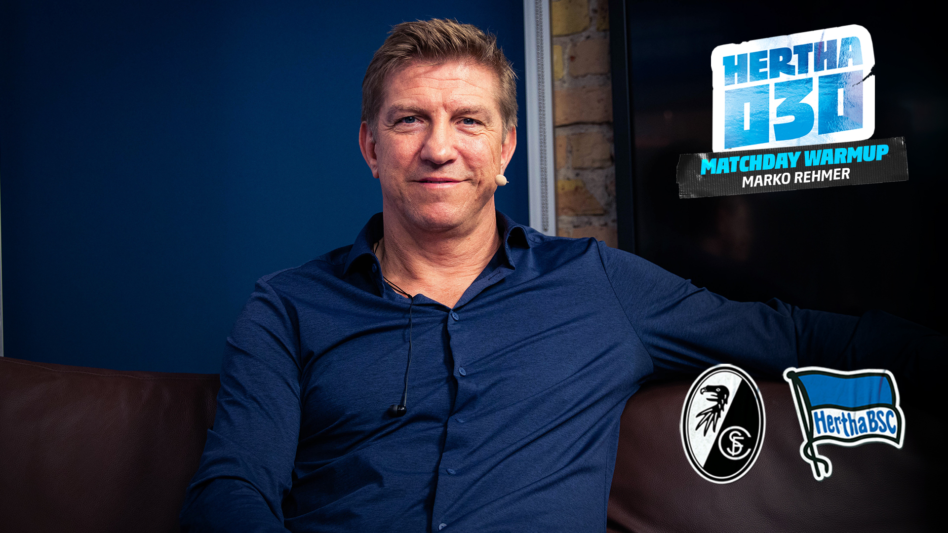 Marko Rehmer spricht im Rahmen des 'Matchday Warmups' mit Lena von HerthaTV.