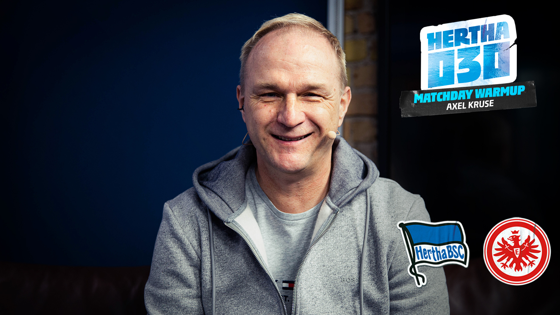 Axel Kruse spricht im Rahmen des 'Matchday Warmups' mit Lena von HerthaTV.