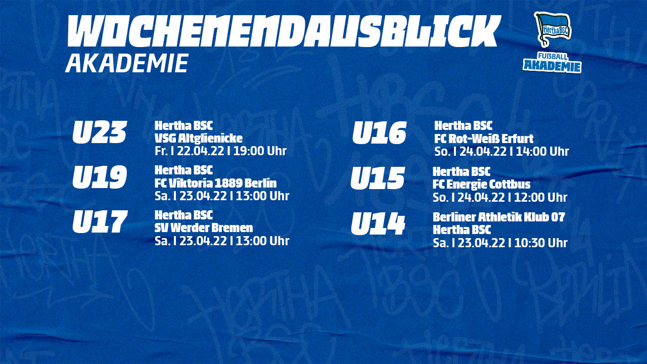 Die Spielpaarungen und Anstoßzeiten unserer Nachwuchsteams.