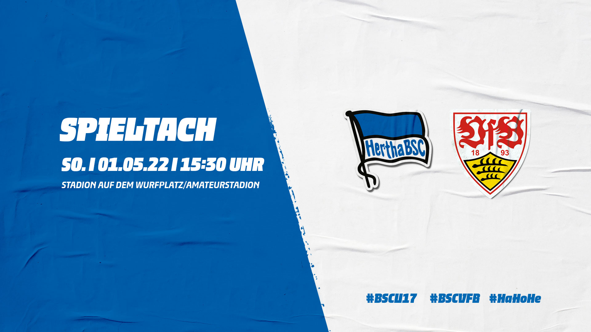 Die Logos von Hertha BSC und vom VfB Stuttgart mit der Anstoßzeit.