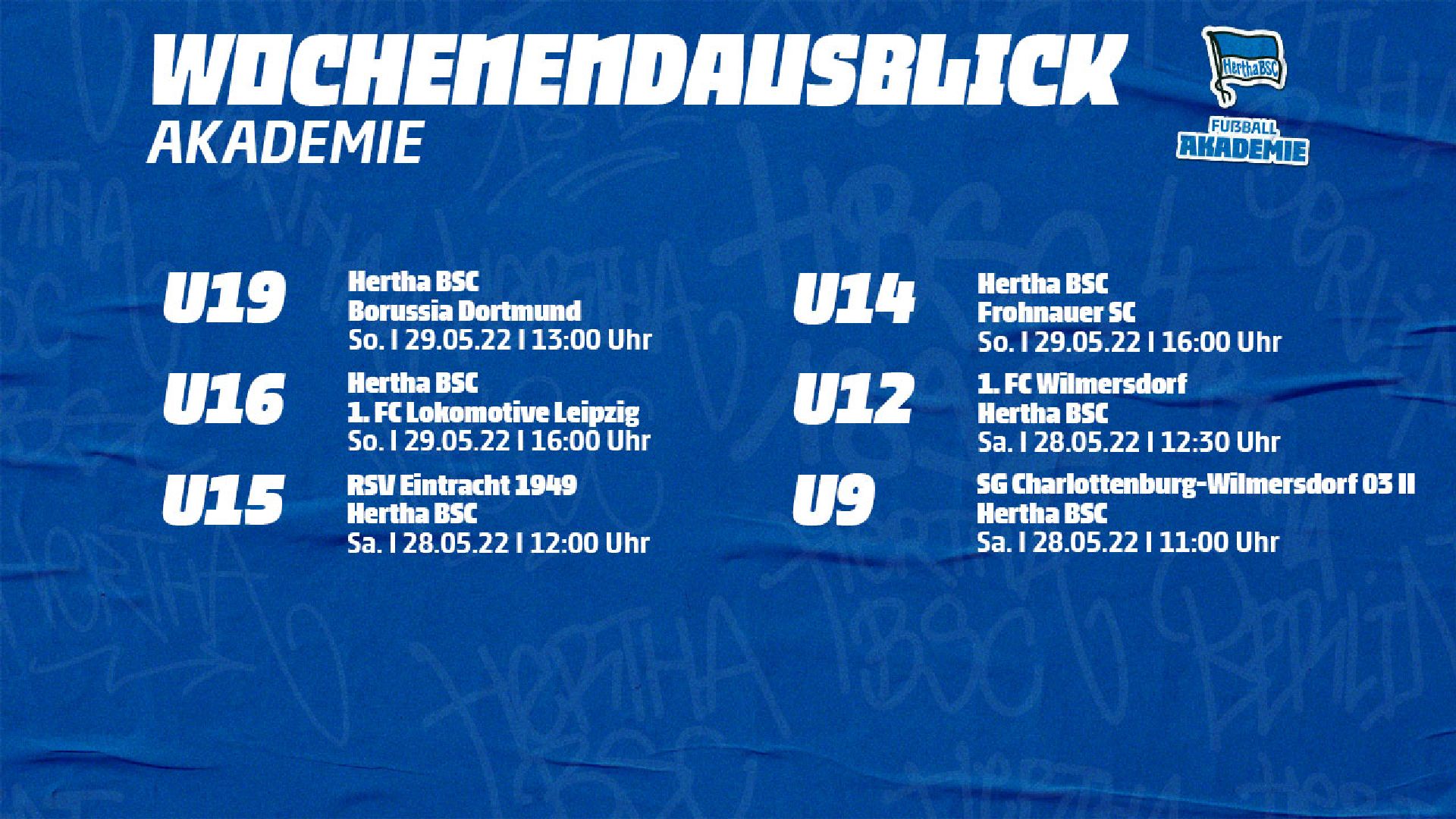 Die Spielpaarungen unserer Nachwuchsteams.
