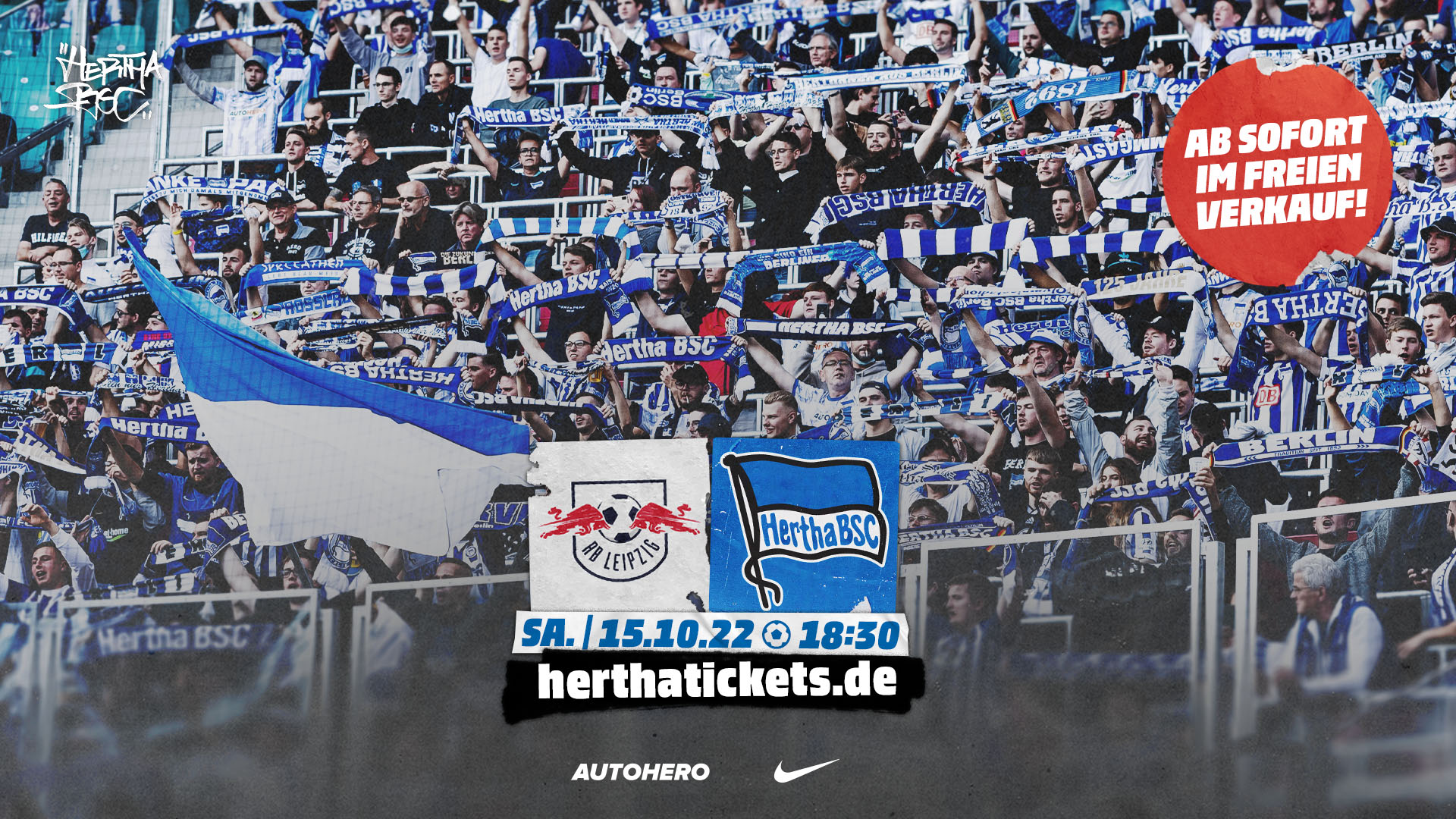 Unsere Ticketgrafik mit den Logos von RasenBallsport Leipzig und Hertha BSC.