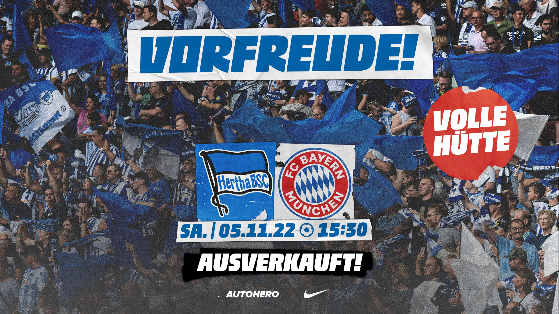 Unsere Ticketgrafik zum Heimspiel gegen den FC Bayern mit dem Hinweis 'Ausverkauft'.