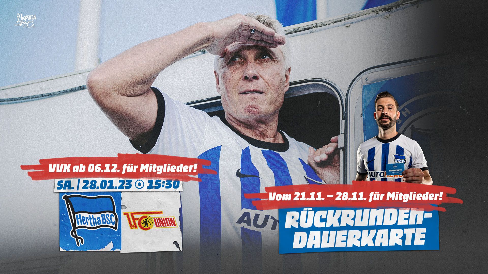 Unsere Ticketgrafik zur Ankündigung des Heimspiel gegen den 1. FC Union und der Rückrunden-Dauerkarte.