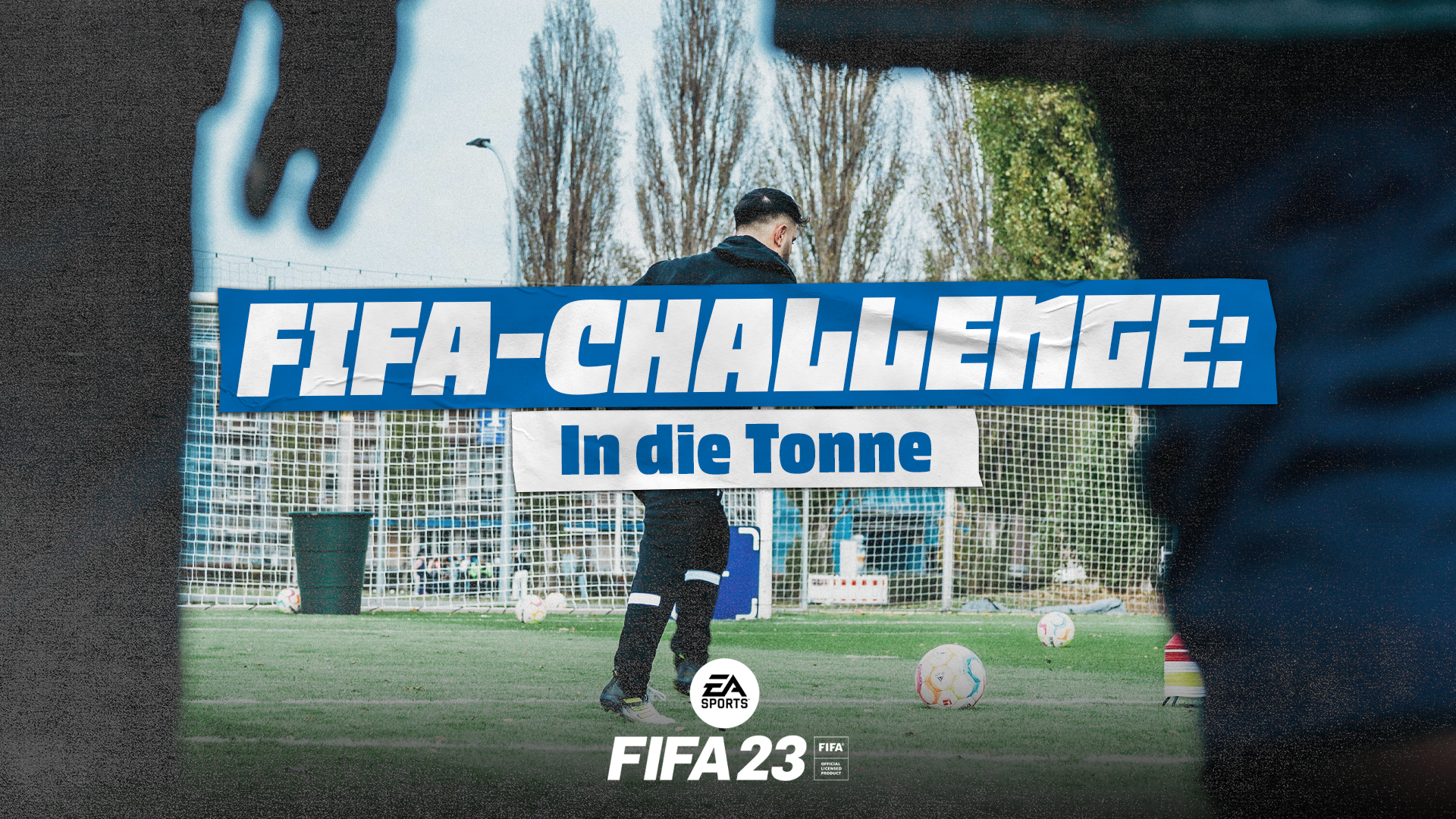 Die Grafik für das Tonnenschießen im Rahmen der FIFA-Challenge.
