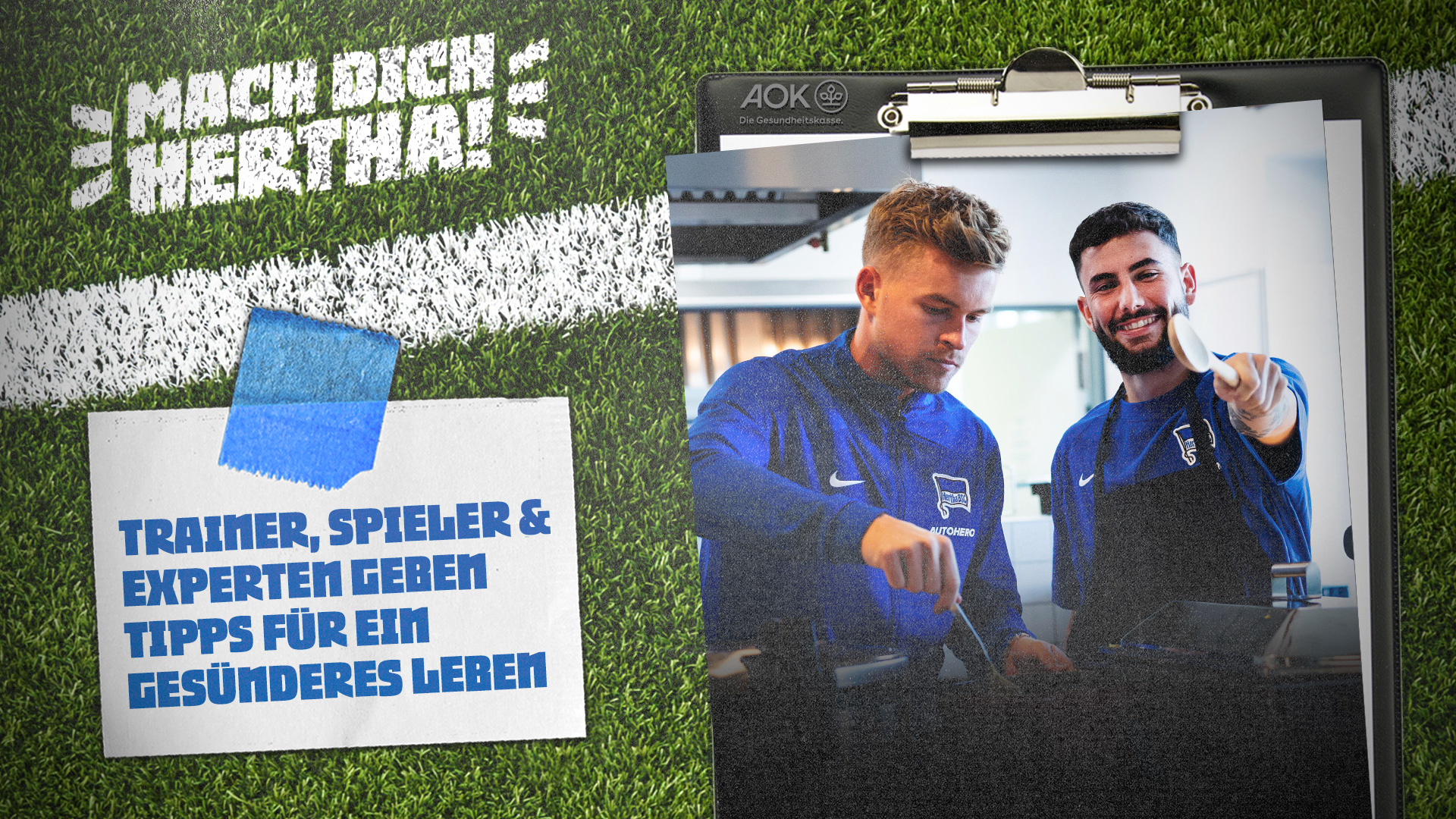 Das Mach Dich Hertha Logo mit Maximilian Mittelstädt und Marco Richter.