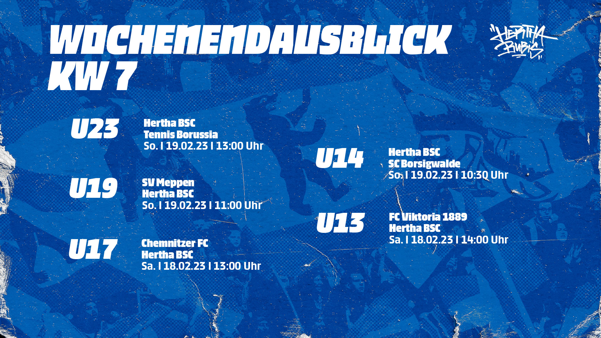 Alle Ansetzungen unserer Bubis im Überblick.
