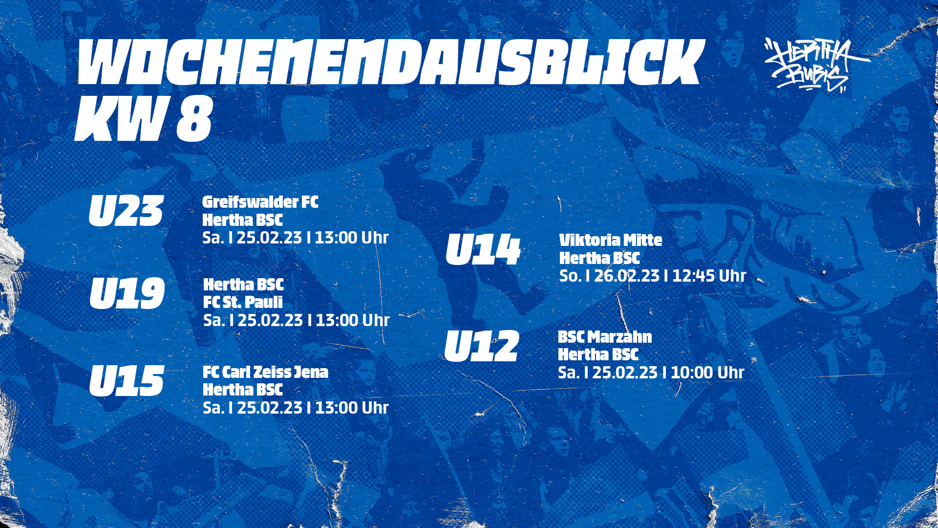 Die Ansetzungen unserer Nachwuchsteams im Überblick.
