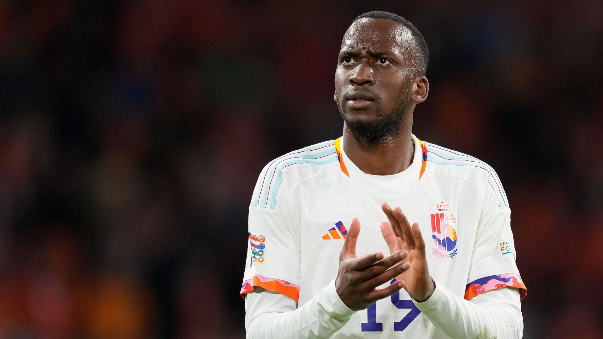 Dodi Lukébakio in a Belgium shirt.