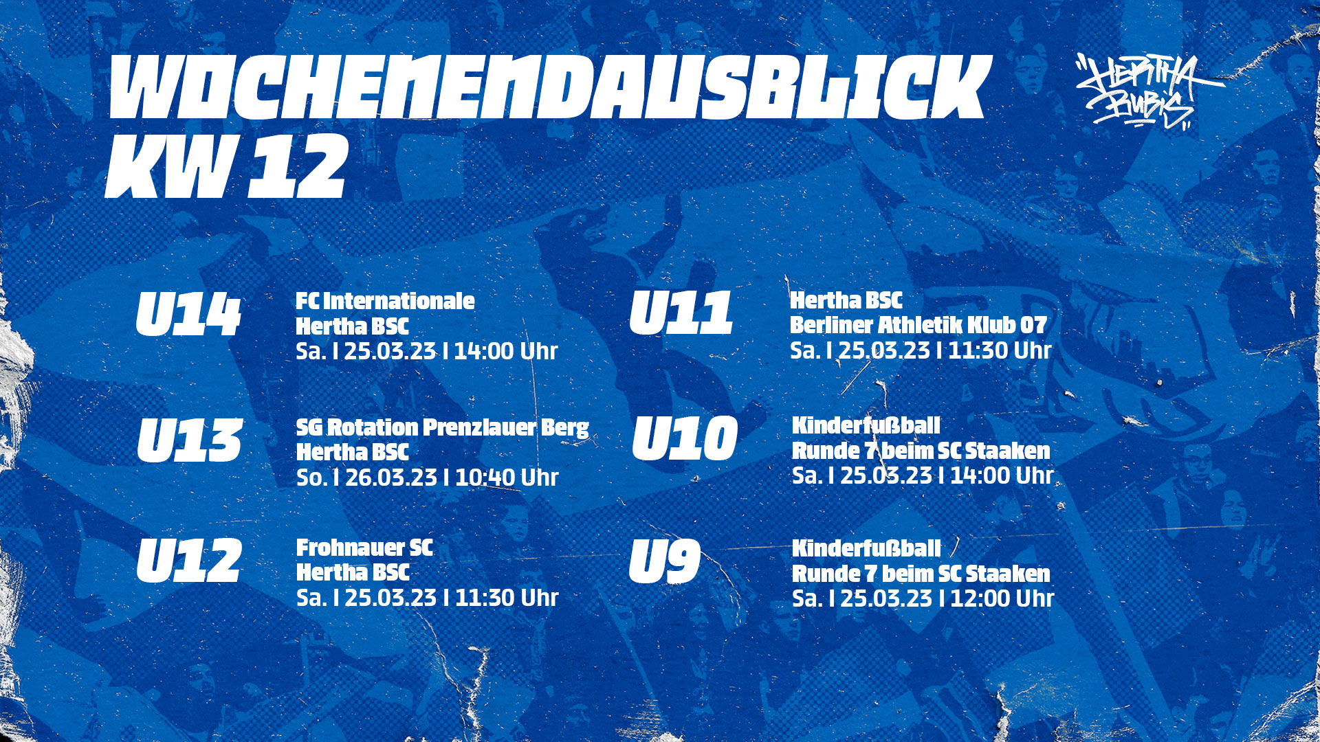 Die Ansetzungen unserer Nachwuchsteams im Überblick.