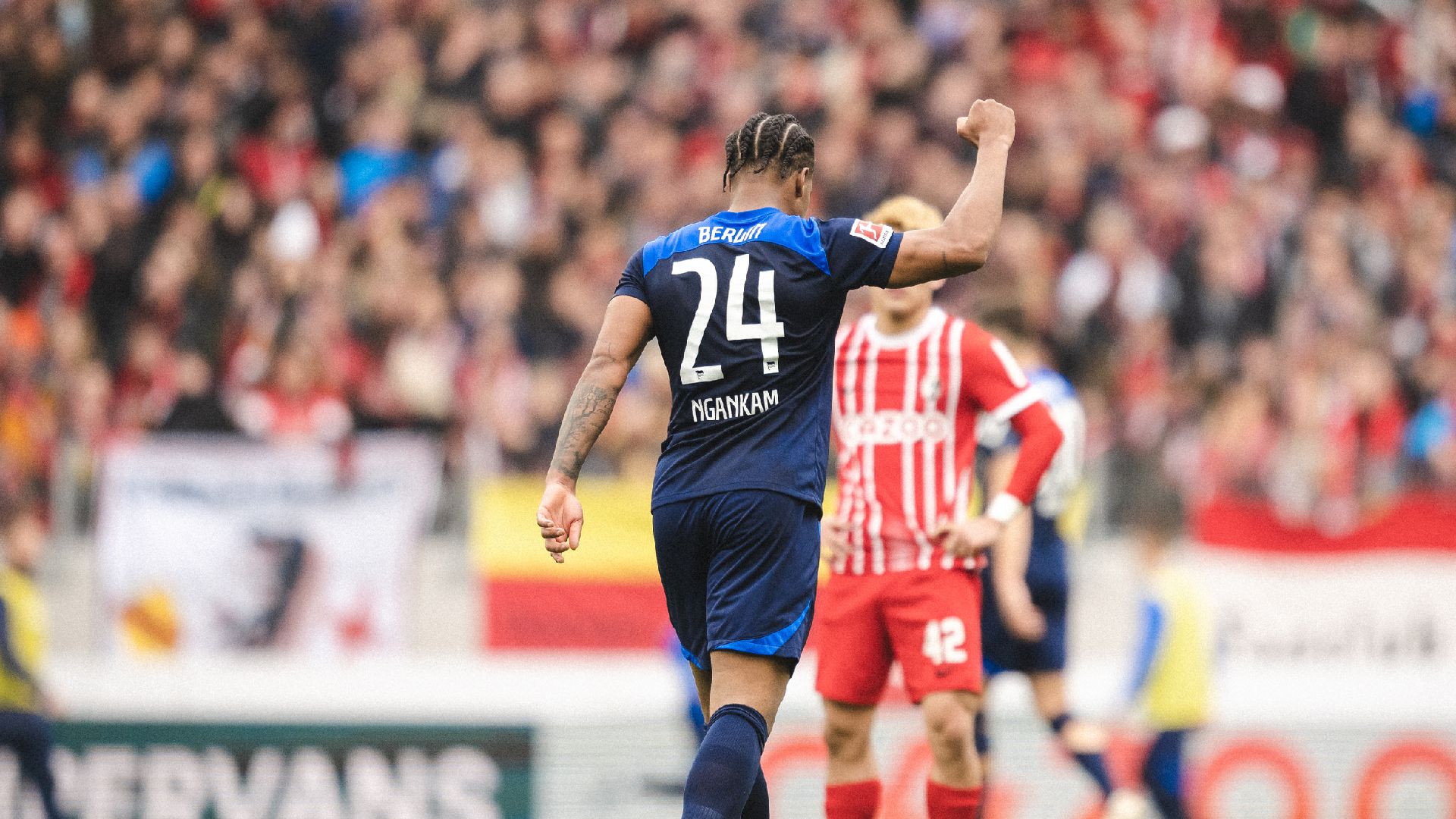 Jessic Ngankam celebrates his goal.