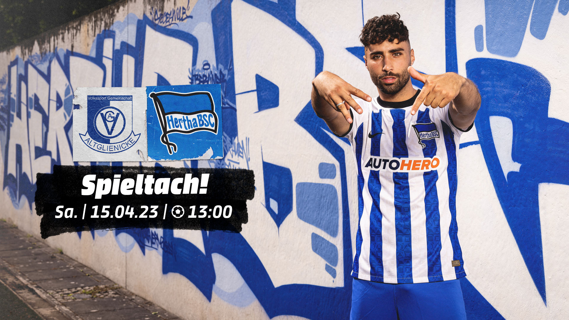 Nader Jindaoui ziert die Grafik des Vorberichts für die Partie unserer U23 bei der VSG Altglienicke.