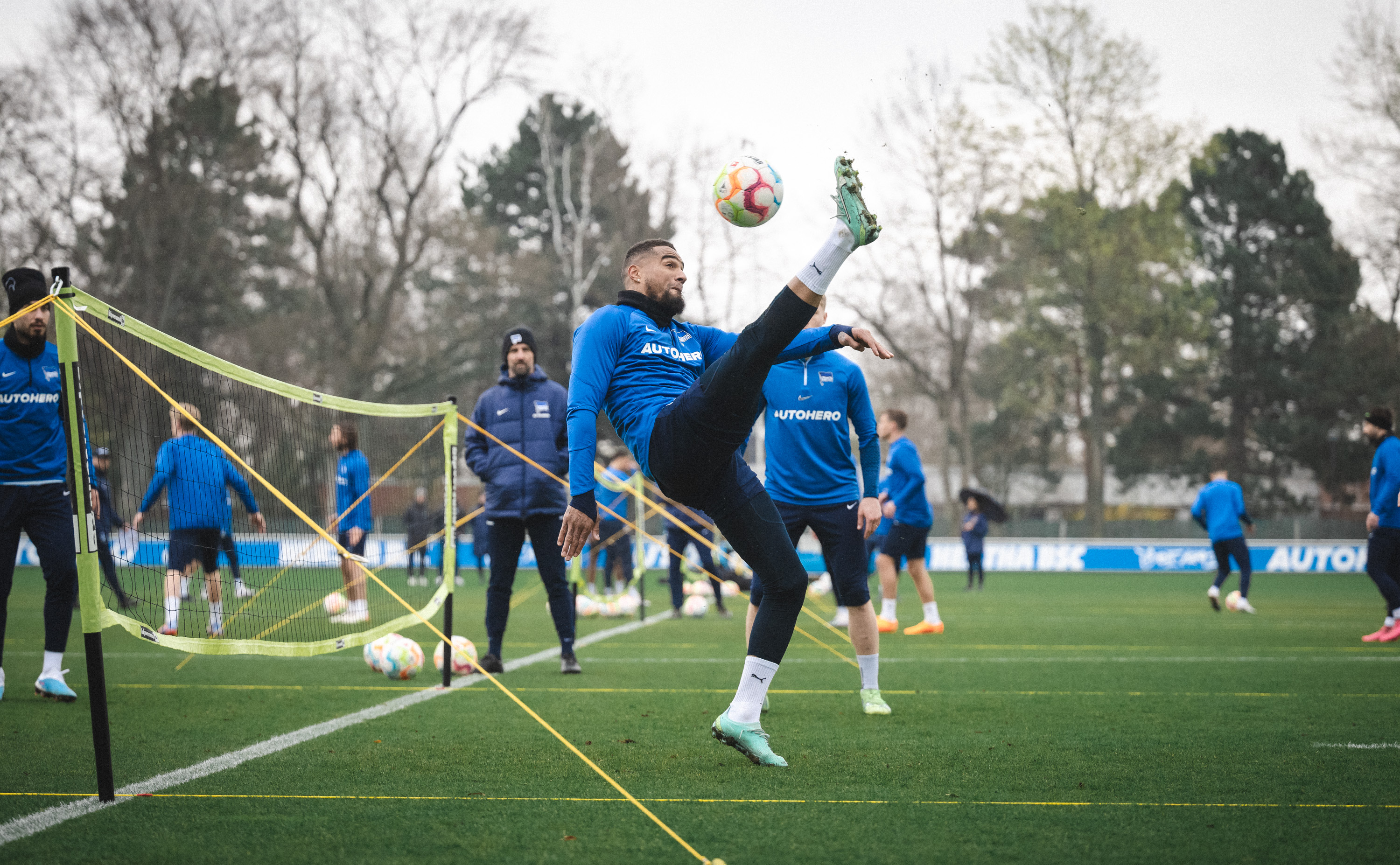 Prince Boateng in action in football tennis.