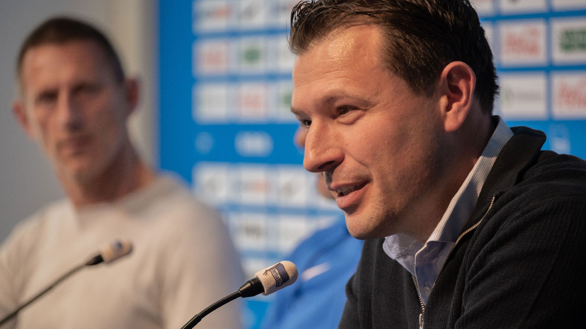 Benjamin Weber speaks at the press conference ahead of the away game against 1. FC Köln.