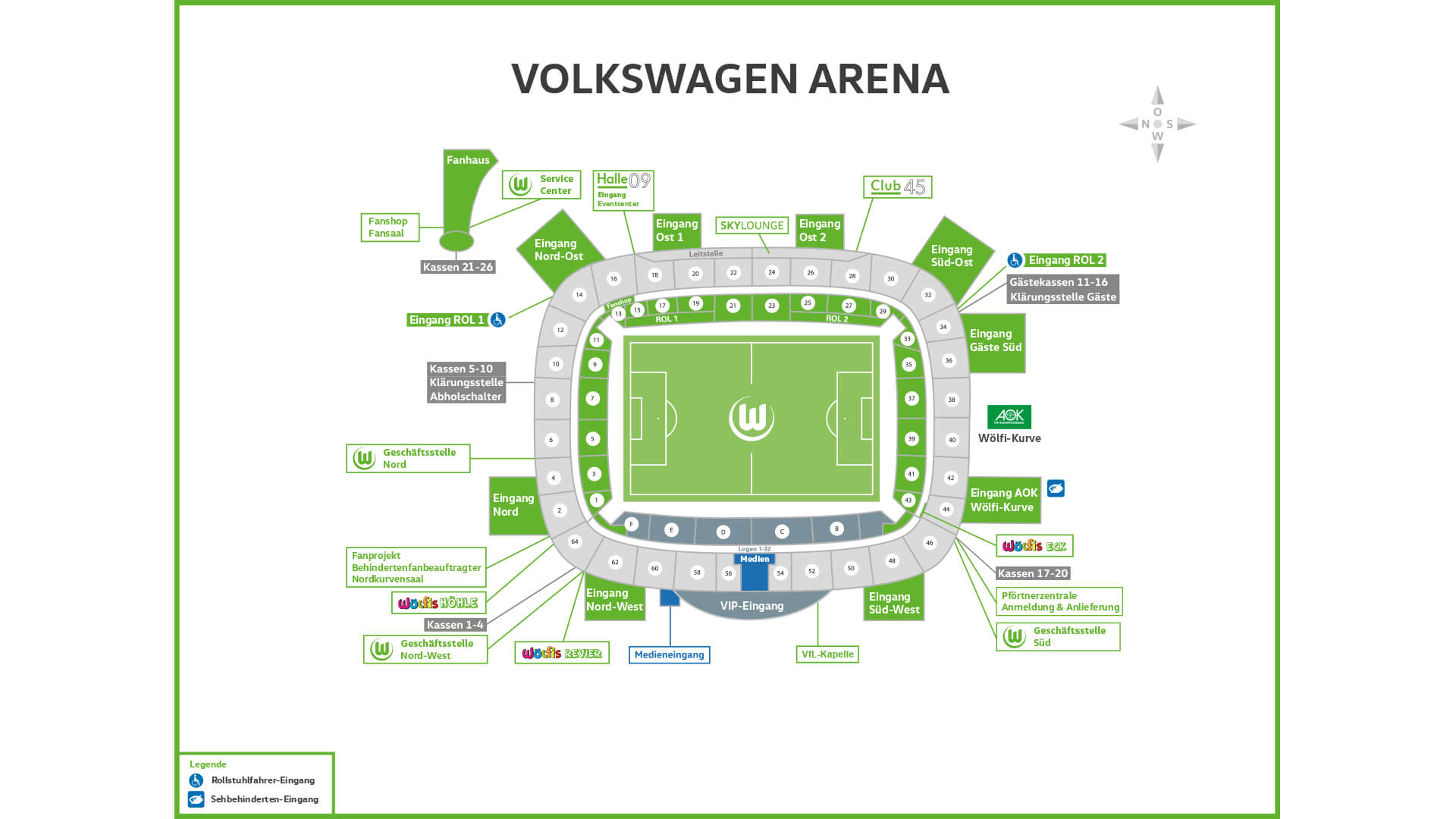Grafik zum Stadionplan der Wolfsburger Arena.