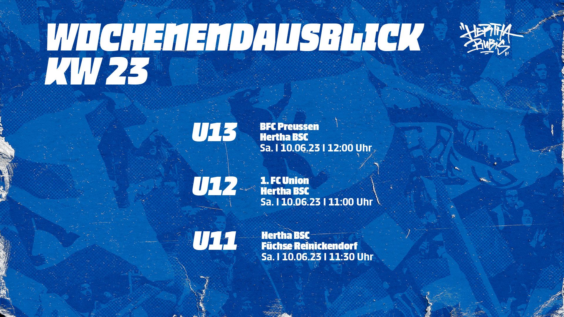 Die Ansetzungen unserer Bubis im Überblick.