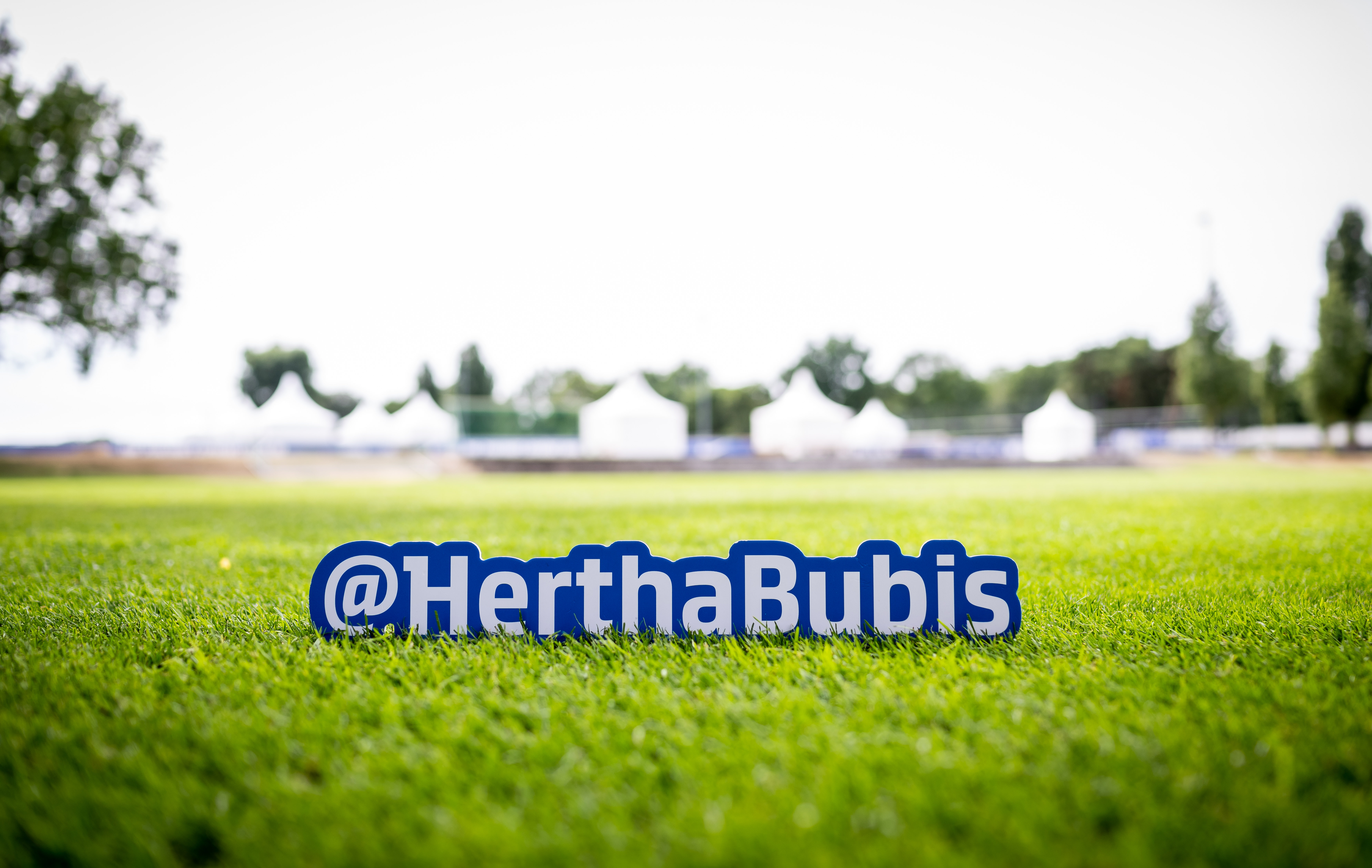Der Schriftzug "Hertha-Bubis" auf dem Trainingsplatz unserer U23.