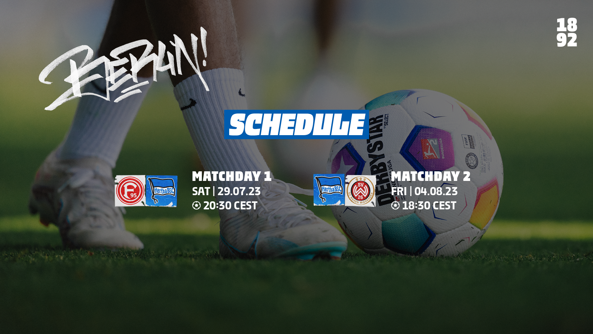 Graphic with the timings for the first two matchdays.
