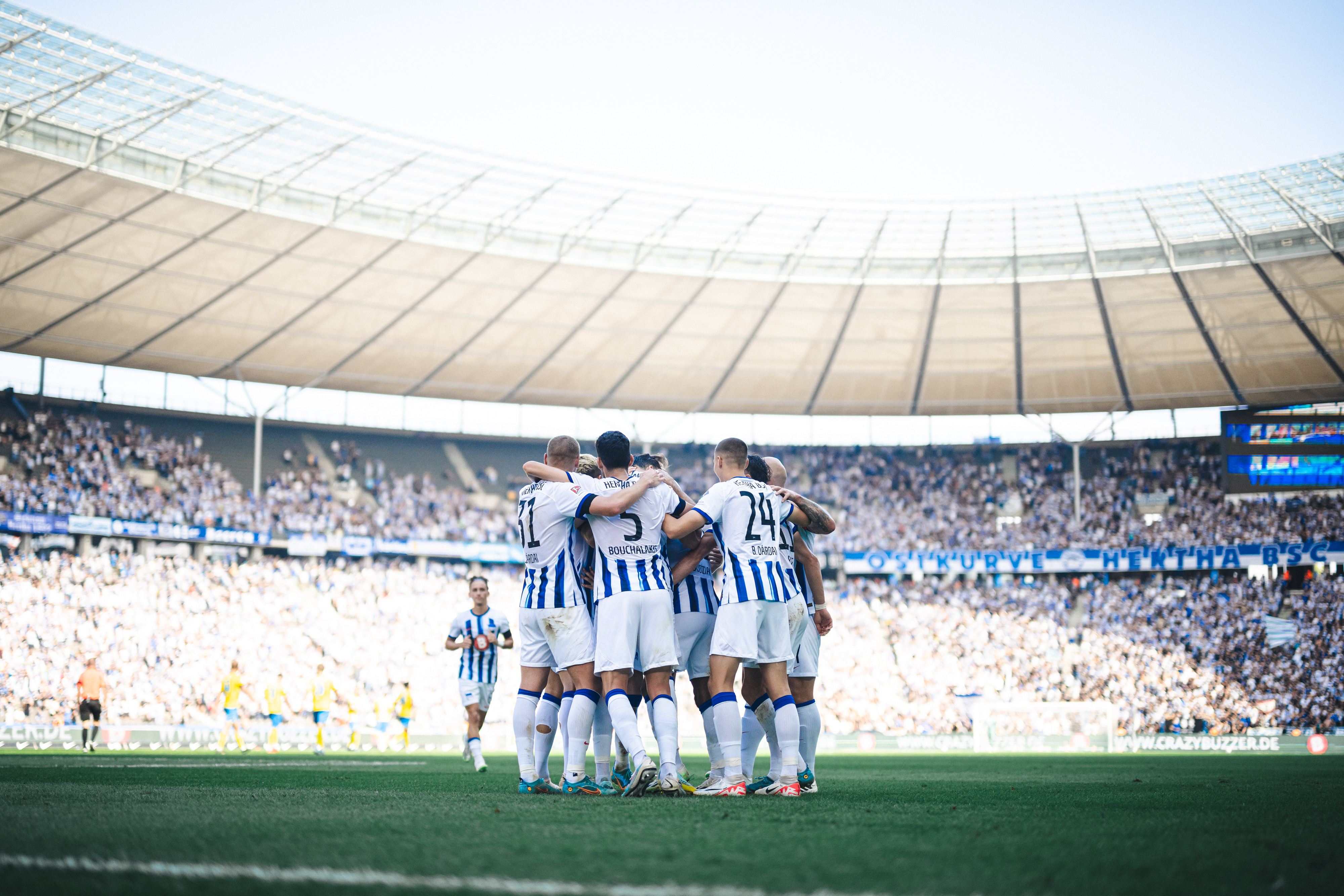 Our players celebrate going 2-0 up.