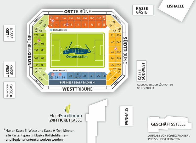 Der Plan des Ostseestadions in Rostock.