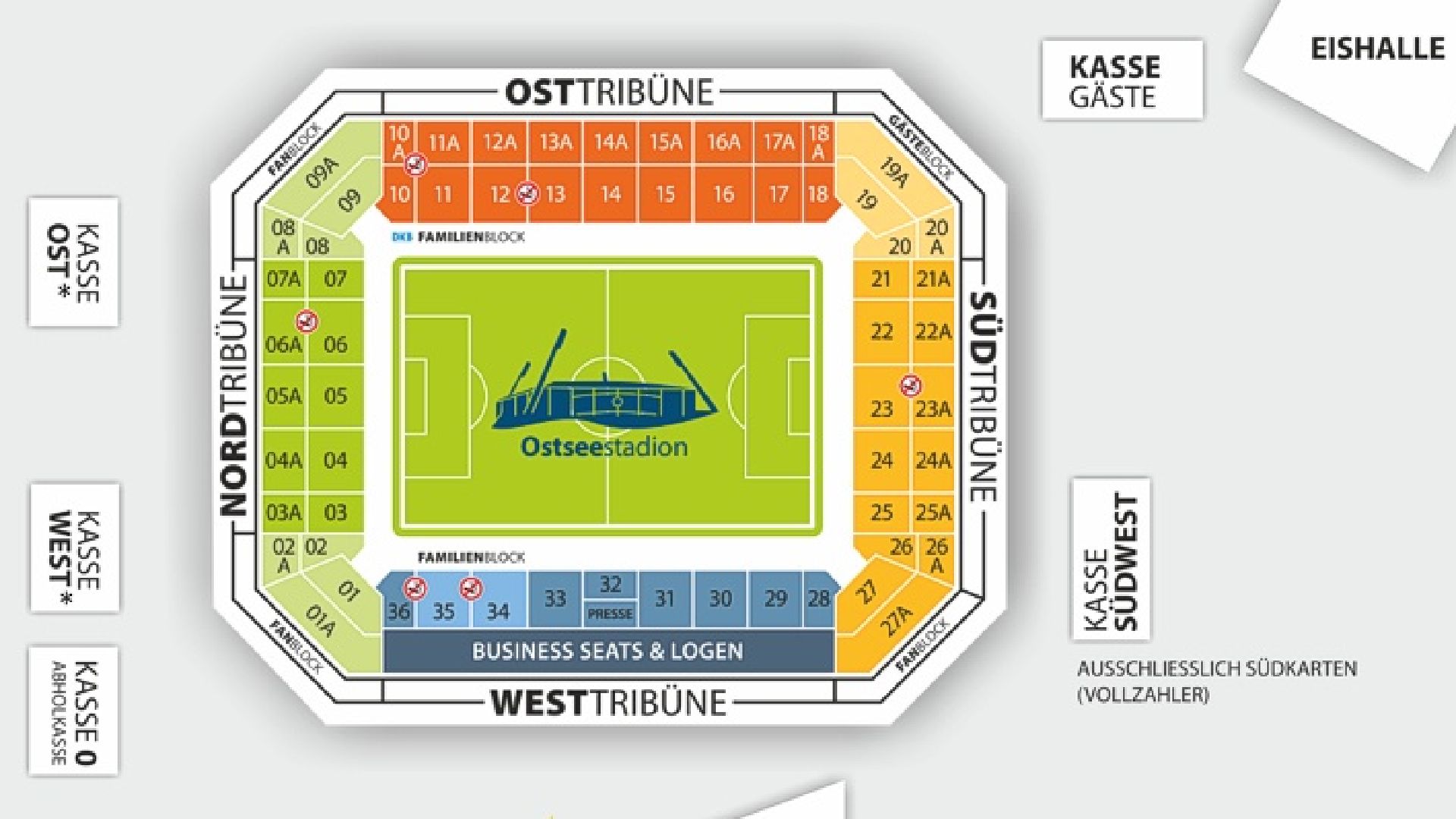 Der Plan des Ostseestadions in Rostock.